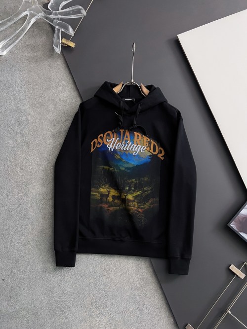 Dsquared2 Heritage Black Lyocell-Tencel Blend Hoodie for Men, S-XXL 9 Dsquared2 Heritage Black Lyocell-Tencel Blend Hoodie for Men, S-XXL