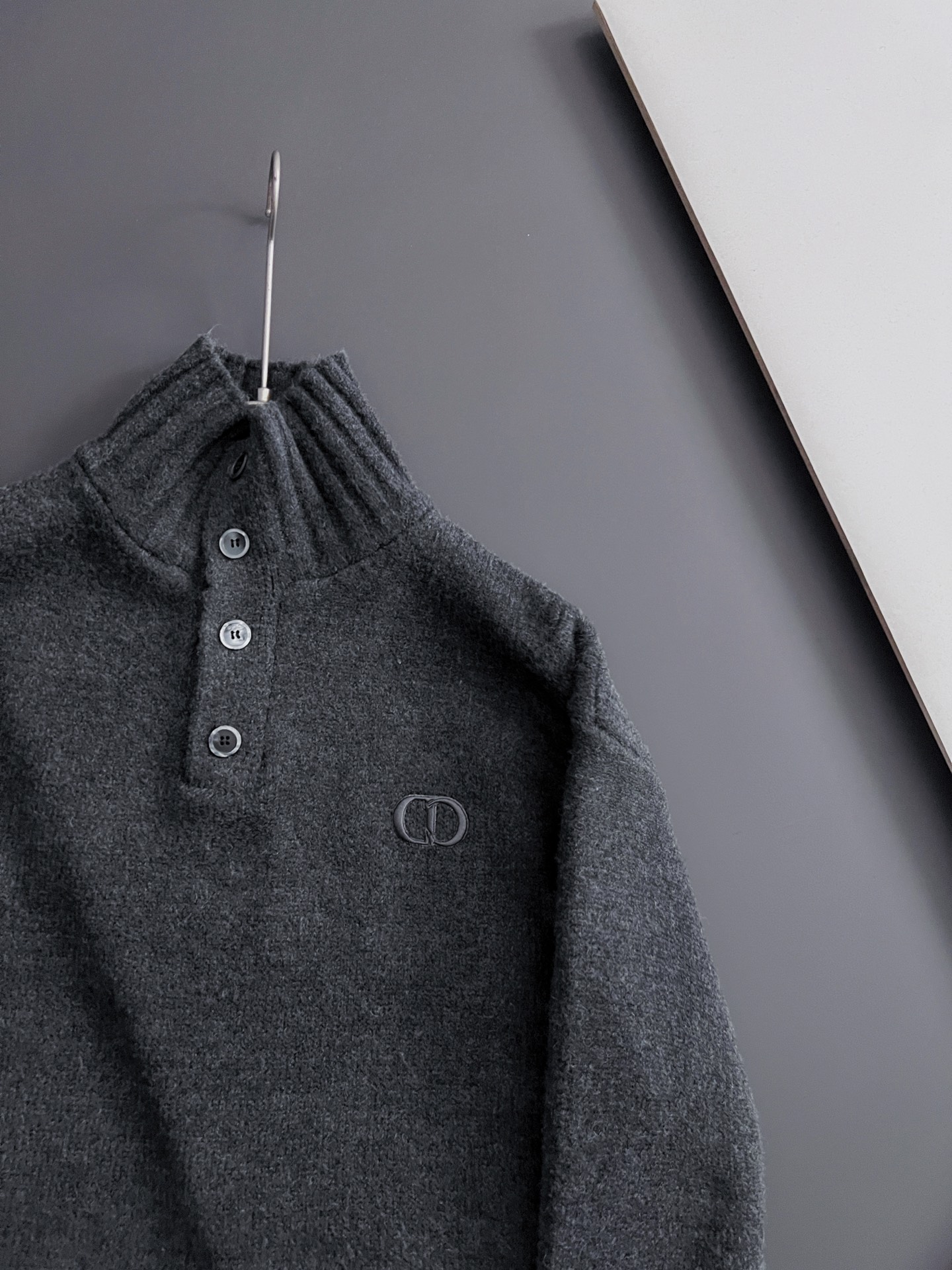 ）CD*、25ss最新款秋冬时尚毛衣7针织线、最顶级版黑色华夫格提针织log0纯色专柜款针织线衫圆领套头