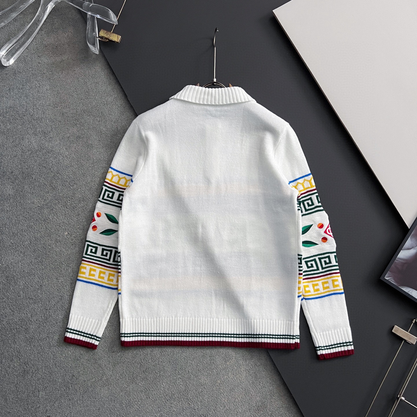 ）ZasbaLanc*爆款秋冬新款高克重针织羊毛开衫，配色标识条纹工艺设计！钩织标识条纹修饰，设计经典配