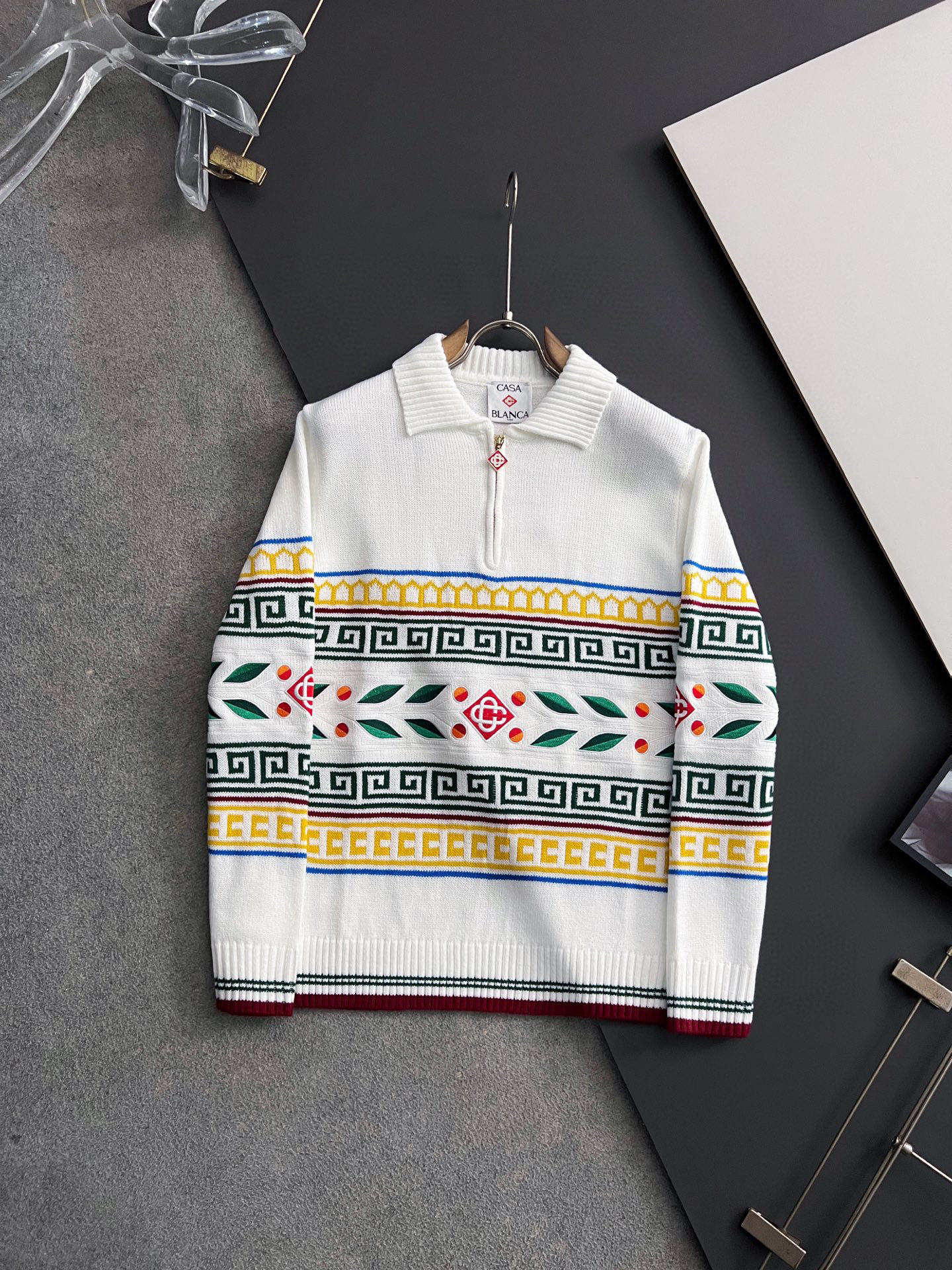 ）ZasbaLanc*爆款秋冬新款高克重针织羊毛开衫，配色标识条纹工艺设计！钩织标识条纹修饰，设计经典配