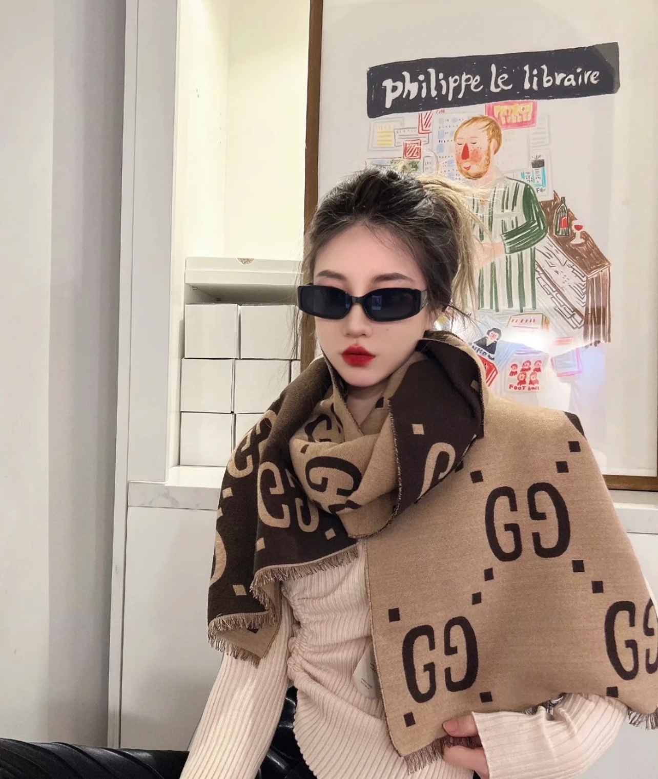 图片[7]-#SG独家高定 GU 双G双面提花 羊毛真丝 绒线围巾 独家原版购入开发 区分市面看图做货 %100真羊毛 原版还原度%99 「默认发顺丰」尺寸：190×35CM 「包装盒+10 不退换」-选品中心