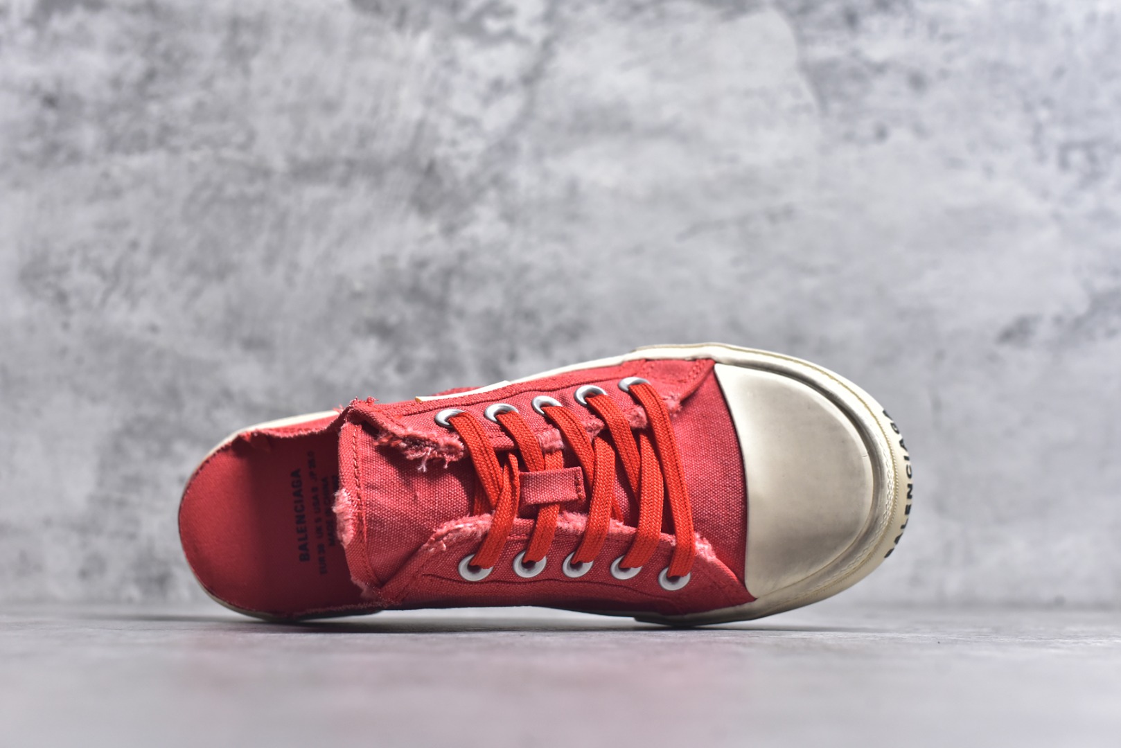 图片[4]-#帆布鞋大红半 货号 6092 BALENCIAGA巴黎世家 PARIS磨损做旧效果休闲低帮帆布鞋 低帮 绑带鞋面背面浮印尺码鞋头边缘印有BALENCIAGA品牌标识大盒从里到外一切百分百还原官方配置 顶级专供碾压一切版本尺码：35 36 37 38 39 40 41 42 43 44 45-选品中心