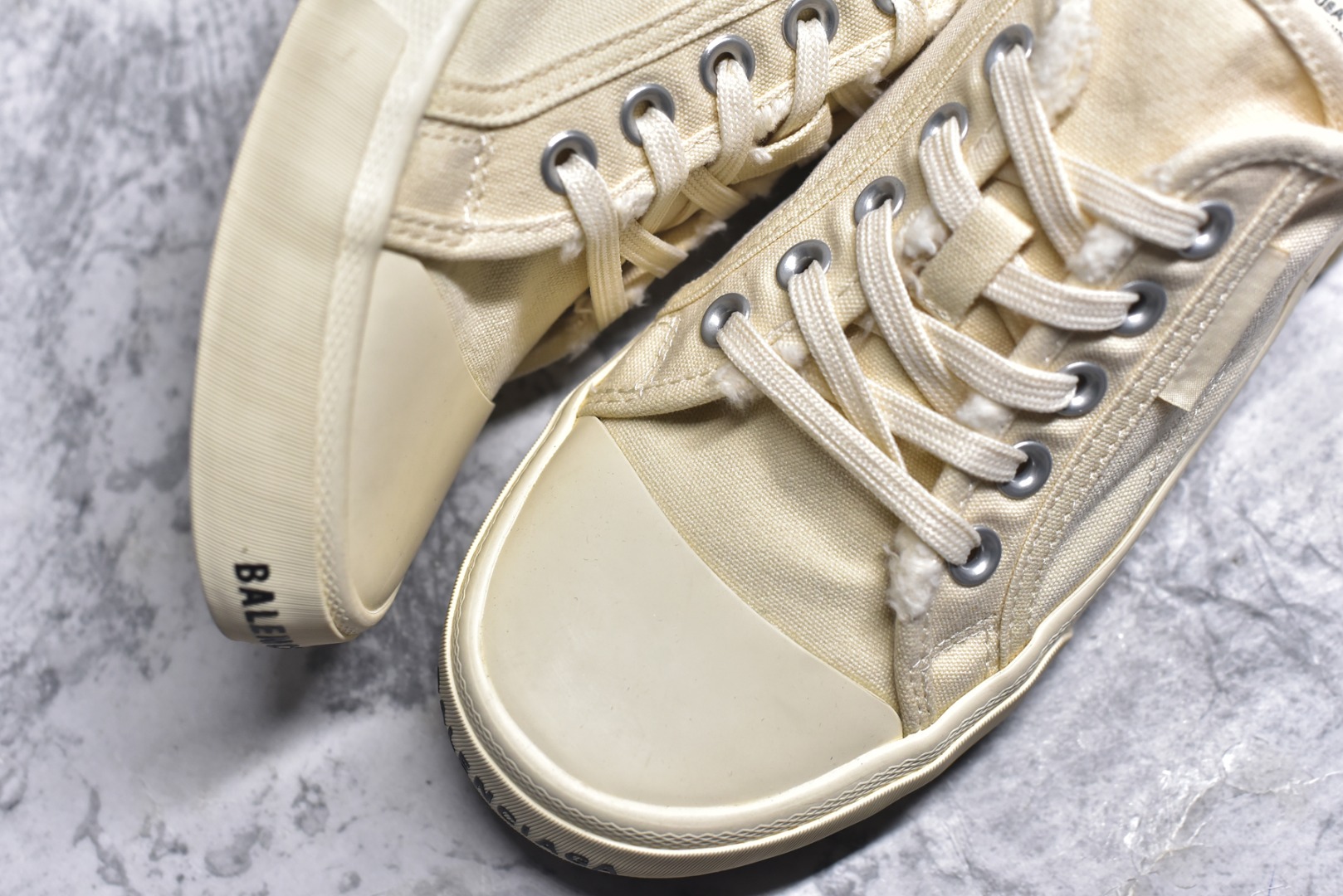 图片[8]-#帆布鞋米半 货号 9092 BALENCIAGA巴黎世家 PARIS磨损做旧效果休闲低帮帆布鞋 低帮 绑带鞋面背面浮印尺码鞋头边缘印有BALENCIAGA品牌标识大盒从里到外一切百分百还原官方配置 顶级专供碾压一切版本尺码：35 36 37 38 39 40 41 42 43 44 45-选品中心