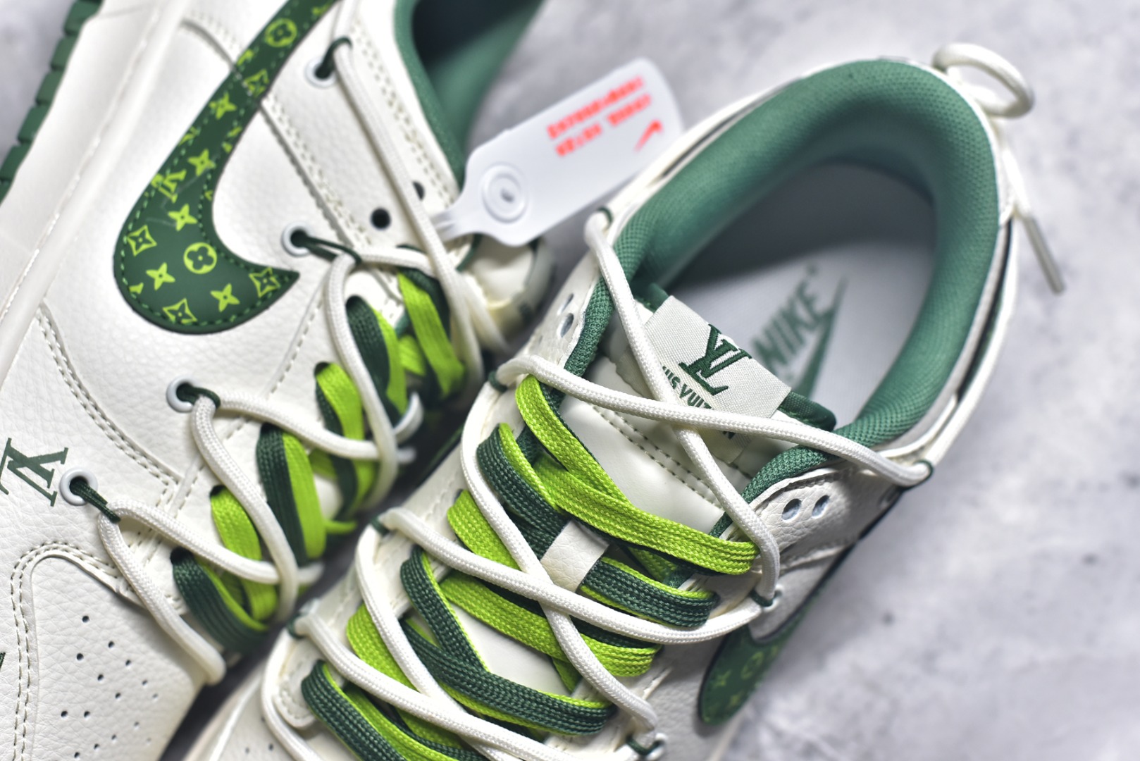 图片[9]-#Nike SB Dunk Low LV联名 绑带花纹绿勾 周年高端定制 低帮休闲板鞋 DM6868-075 #定制鞋盒 大厂纯原品质出货 超高清洁度 皮料切割干净无任何毛边 细节完美 尺码：36 36.5 37.5 38 38.5 39 40 40.5 41 42 42.5 43 44 44.5 45 9.E5-选品中心