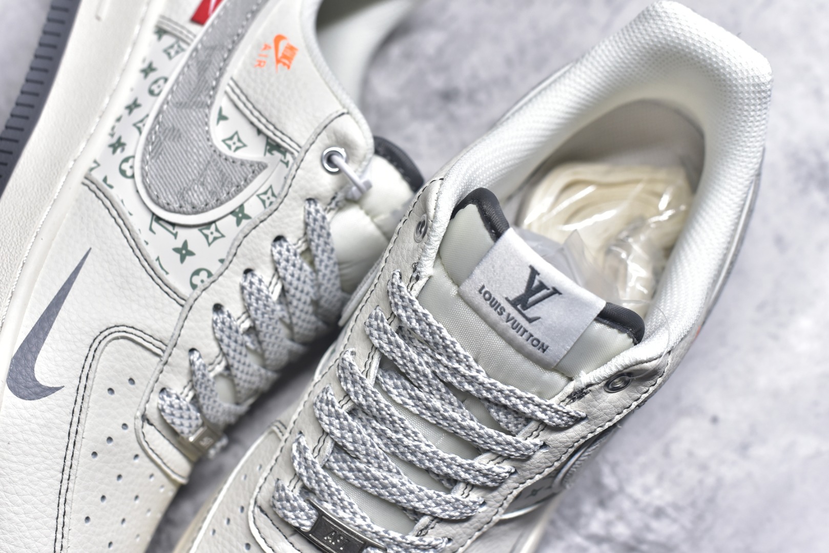 图片[9]-#Nike Air Force 1\’07 Low LV联名 灰布勾灰底 空军一号低帮休闲板鞋 YX5066-346 #原楦头原纸板 原装鞋盒 定制五金配件 内置全掌气垫 原厂鞋底 尺码：36 36.5 37.5 38 38.5 39 40 40.5 41 42 42.5 43 44 44.5 45 9.D4-选品中心