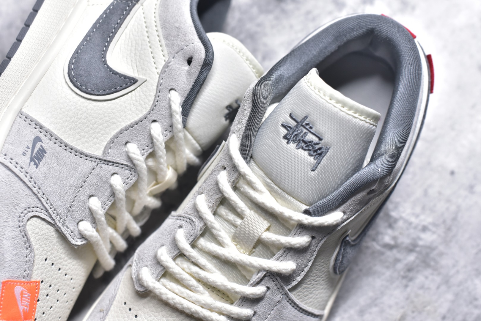 图片[9]-#AJ1 乔1 斯图西联名 红标米灰猪八 高端定制 低帮复古篮球鞋 YX5066-305 #定制鞋盒 大厂纯原品质出货 超高清洁度 皮料切割干净无任何毛边 细节完美 尺码：36 36.5 37.5 38 38.5 39 40 40.5 41 42 42.5 43 44 44.5 45 9.E5-选品中心