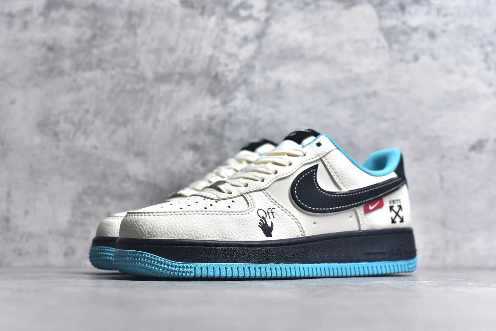 图片[2]-#Nike Air Force 1\’07 Low 联名 黑蓝双拼米黑 空军一号低帮休闲板鞋 QW5836-003 #原楦头原纸板 原装鞋盒 定制五金配件 内置全掌气垫 原厂鞋底 尺码：36 36.5 37.5 38 38.5 39 40 40.5 41 42 42.5 43 44 44.5 45 9.D4-选品中心