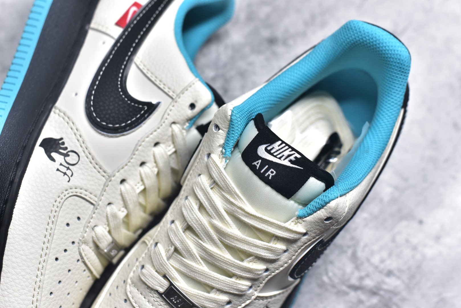 图片[9]-#Nike Air Force 1\’07 Low 联名 黑蓝双拼米黑 空军一号低帮休闲板鞋 QW5836-003 #原楦头原纸板 原装鞋盒 定制五金配件 内置全掌气垫 原厂鞋底 尺码：36 36.5 37.5 38 38.5 39 40 40.5 41 42 42.5 43 44 44.5 45 9.D4-选品中心