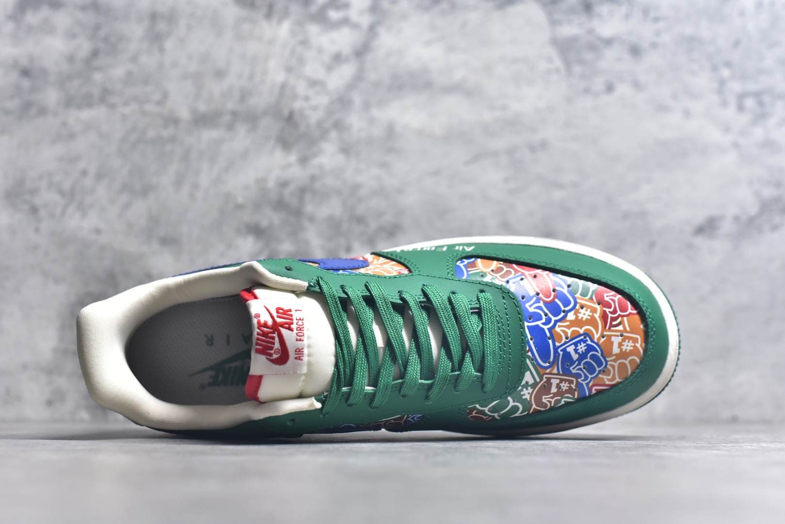 图片[4]-#Nike Air Force 1\’07 Low 联名 双拼绿蓝勾 空军一号低帮休闲板鞋 KJ1688-007 #原楦头原纸板 原装鞋盒 定制五金配件 内置全掌气垫 原厂鞋底 尺码：36 37 37.5 38 39 39.5 40 40.5 41.5 42 42.5 43 44 44.5 45 9.D4-选品中心