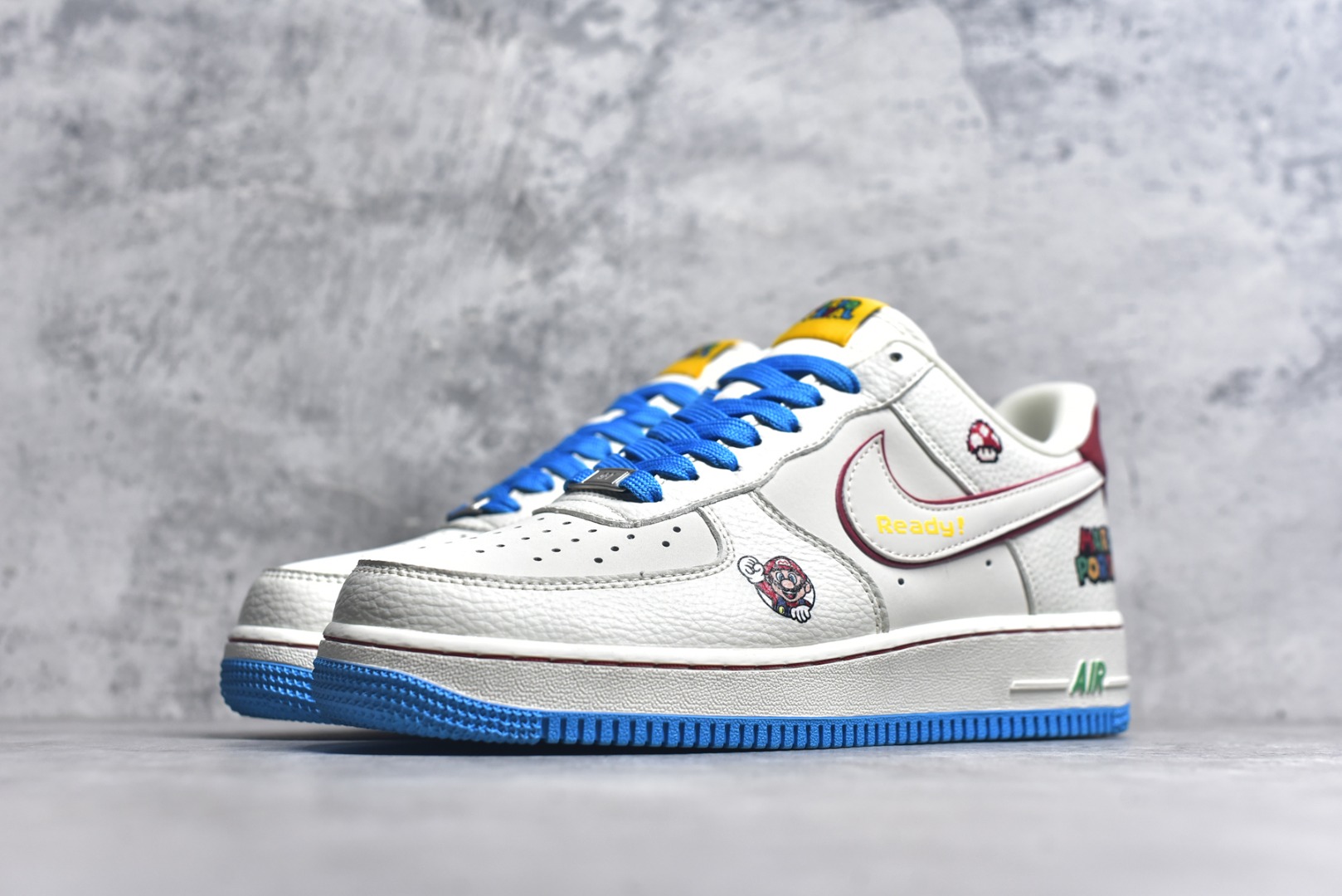 图片[2]-#Nike Air Force 1\’07 Low 马里奥联名 白蓝彩 空军一号低帮休闲板鞋 SC0601-567 #原楦头原纸板 原装鞋盒 原厂鞋底 超高清洁度 细节完美 尺码：36 36.5 37.5 38 38.5 39 40 40.5 41 42 42.5 43 44 44.5 45 9.D4-选品中心
