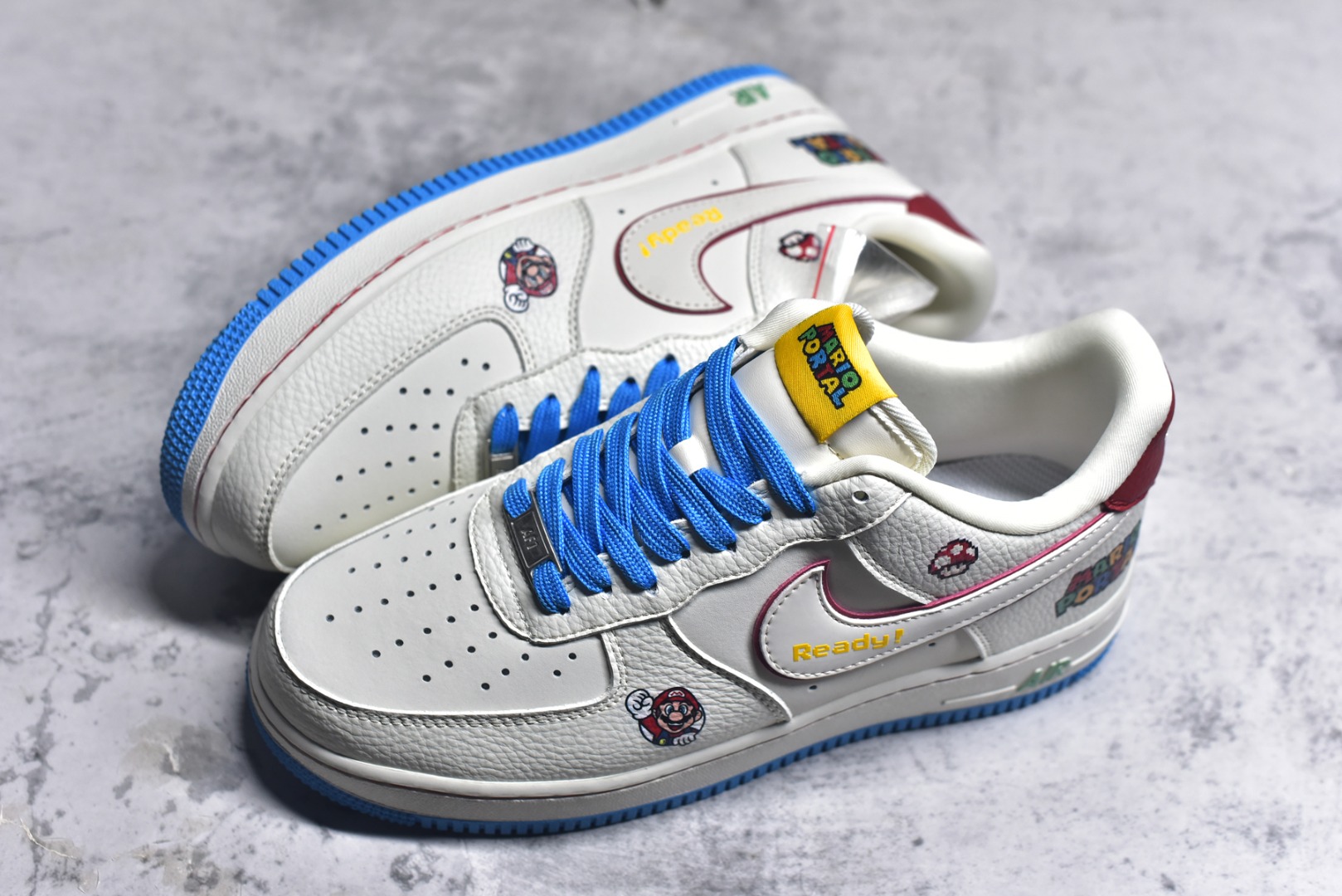 图片[7]-#Nike Air Force 1\’07 Low 马里奥联名 白蓝彩 空军一号低帮休闲板鞋 SC0601-567 #原楦头原纸板 原装鞋盒 原厂鞋底 超高清洁度 细节完美 尺码：36 36.5 37.5 38 38.5 39 40 40.5 41 42 42.5 43 44 44.5 45 9.D4-选品中心