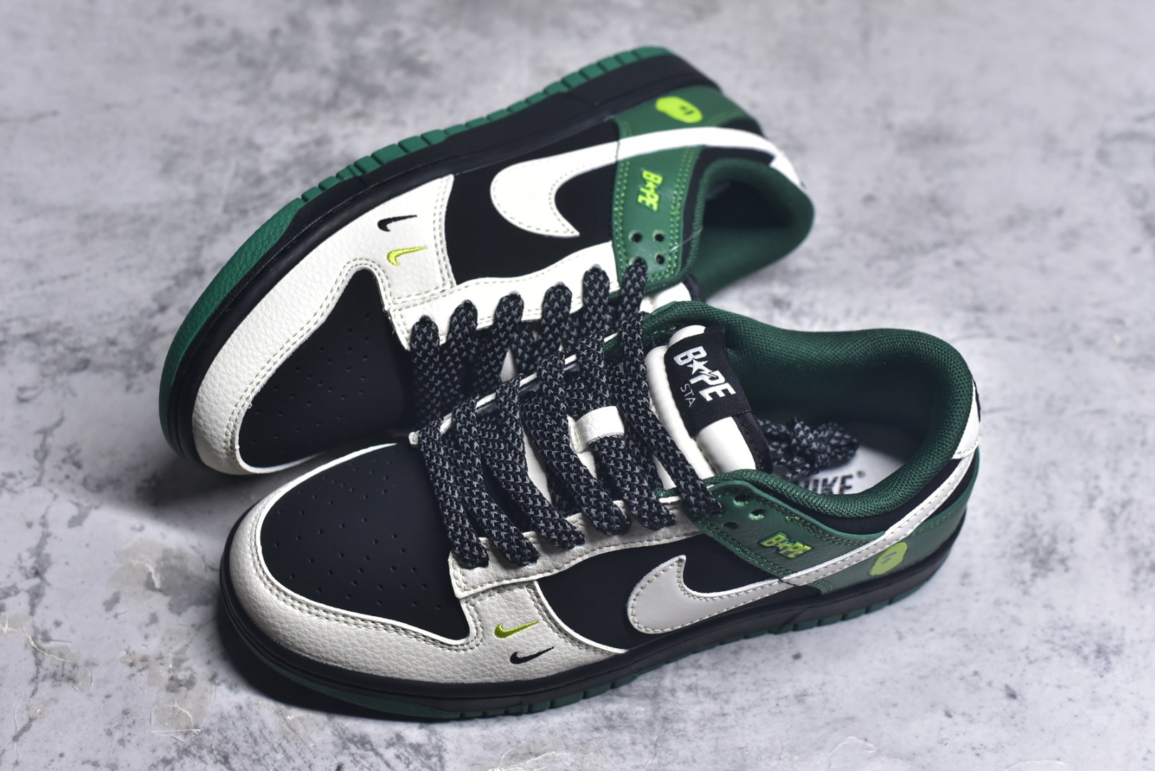 图片[7]-#Nike SB Dunk Low Bape联名 米黑绿双勾 周年高端定制 低帮休闲板鞋 QW5836-015 #定制鞋盒 大厂纯原品质出货 超高清洁度 皮料切割干净无任何毛边 细节完美 尺码：36 36.5 37.5 38 38.5 39 40 40.5 41 42 42.5 43 44 44.5 45 9.E5-选品中心