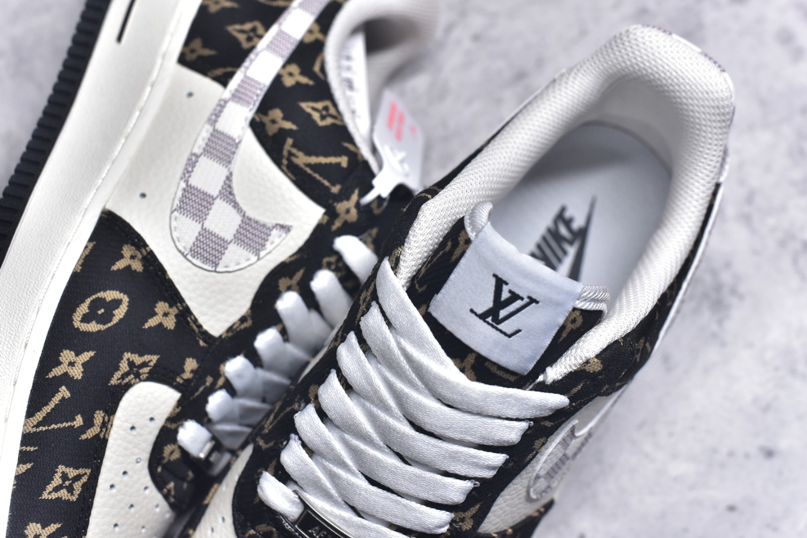 图片[9]-#Nike Air Force 1\’07 Low LV联名 黑金织布 空军一号低帮休闲板鞋 BZ6880-104 #原楦头原纸板 原装鞋盒 原厂鞋底 超高清洁度 细节完美 尺码：36 36.5 37.5 38 38.5 39 40 40.5 41 42 42.5 43 44 44.5 45 9.D4-选品中心