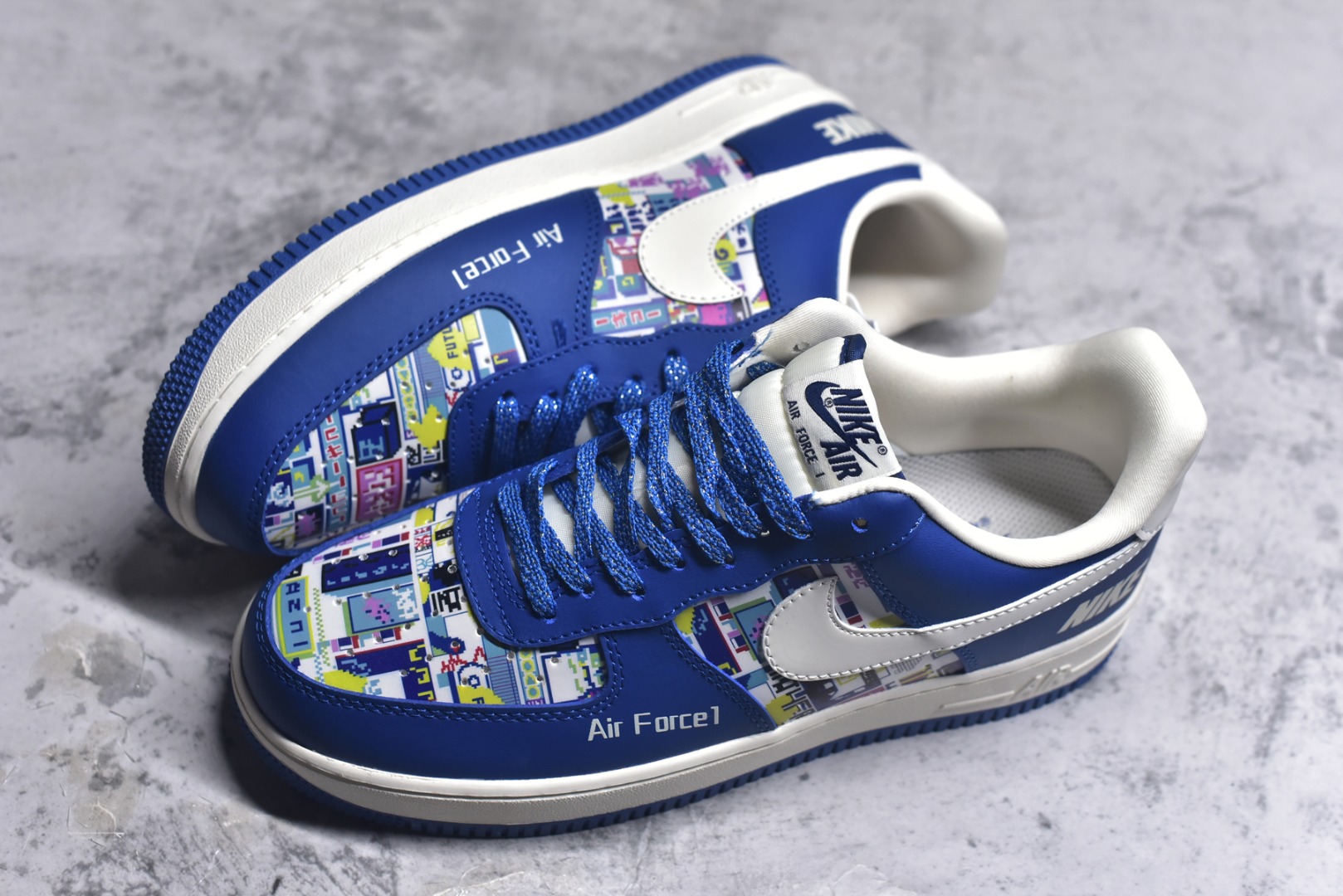图片[7]-#Nike Air Force 1\’07 Low 耐克联名 双拼蓝白勾 空军一号低帮休闲板鞋 KJ1688-009 #原楦头原纸板 原装鞋盒 定制五金配件 内置全掌气垫 原厂鞋底 尺码：36 36.5 37.5 38 38.5 39 40 40.5 41 42 42.5 43 44 44.5 45 9.D4-选品中心