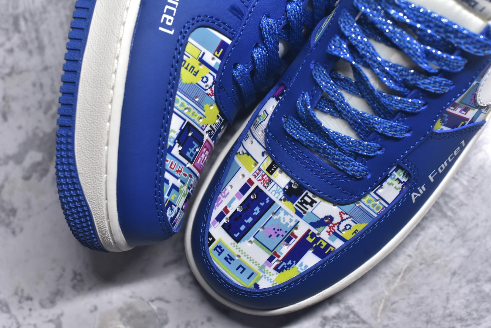 图片[8]-#Nike Air Force 1\’07 Low 耐克联名 双拼蓝白勾 空军一号低帮休闲板鞋 KJ1688-009 #原楦头原纸板 原装鞋盒 定制五金配件 内置全掌气垫 原厂鞋底 尺码：36 36.5 37.5 38 38.5 39 40 40.5 41 42 42.5 43 44 44.5 45 9.D4-选品中心