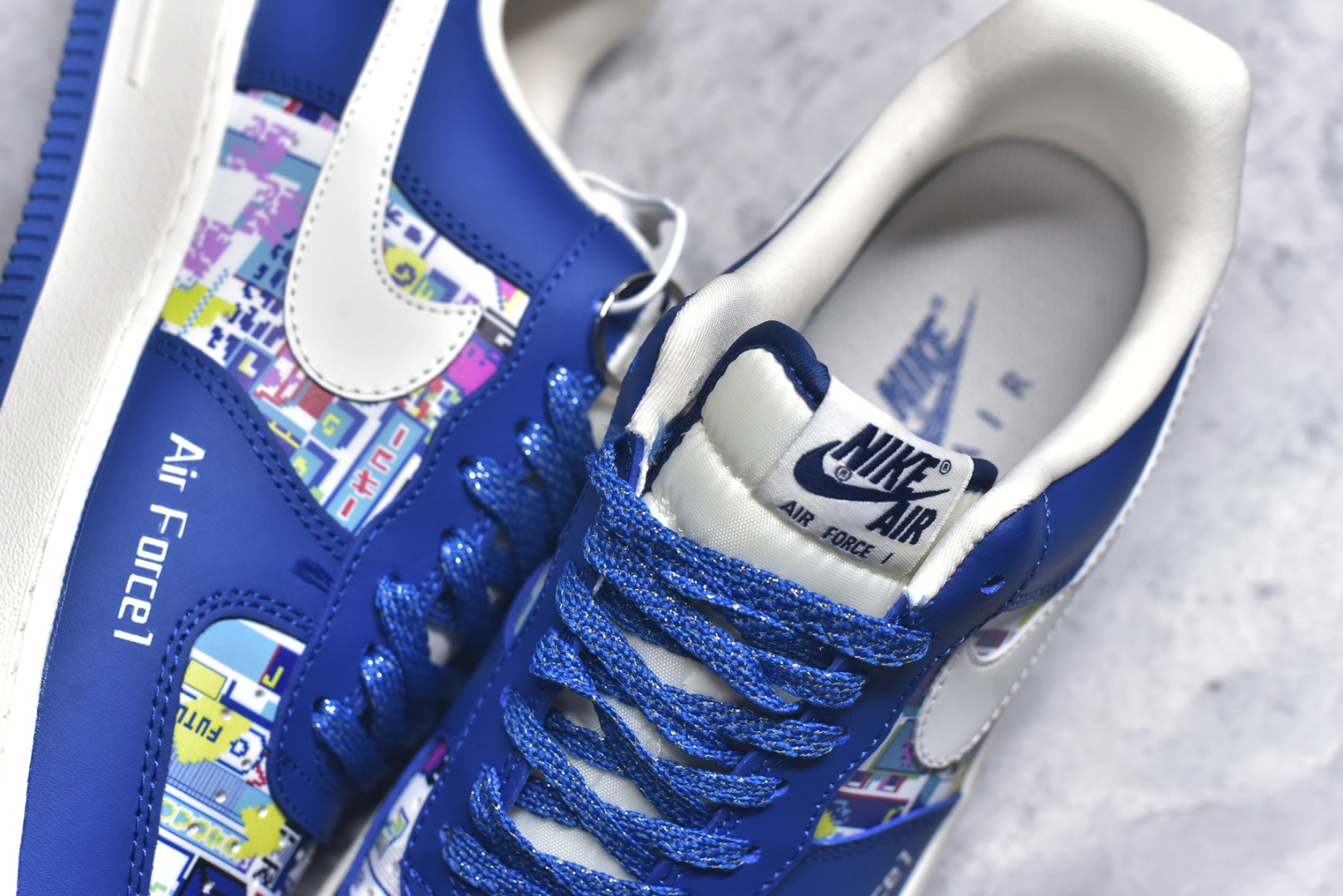 图片[9]-#Nike Air Force 1\’07 Low 耐克联名 双拼蓝白勾 空军一号低帮休闲板鞋 KJ1688-009 #原楦头原纸板 原装鞋盒 定制五金配件 内置全掌气垫 原厂鞋底 尺码：36 36.5 37.5 38 38.5 39 40 40.5 41 42 42.5 43 44 44.5 45 9.D4-选品中心