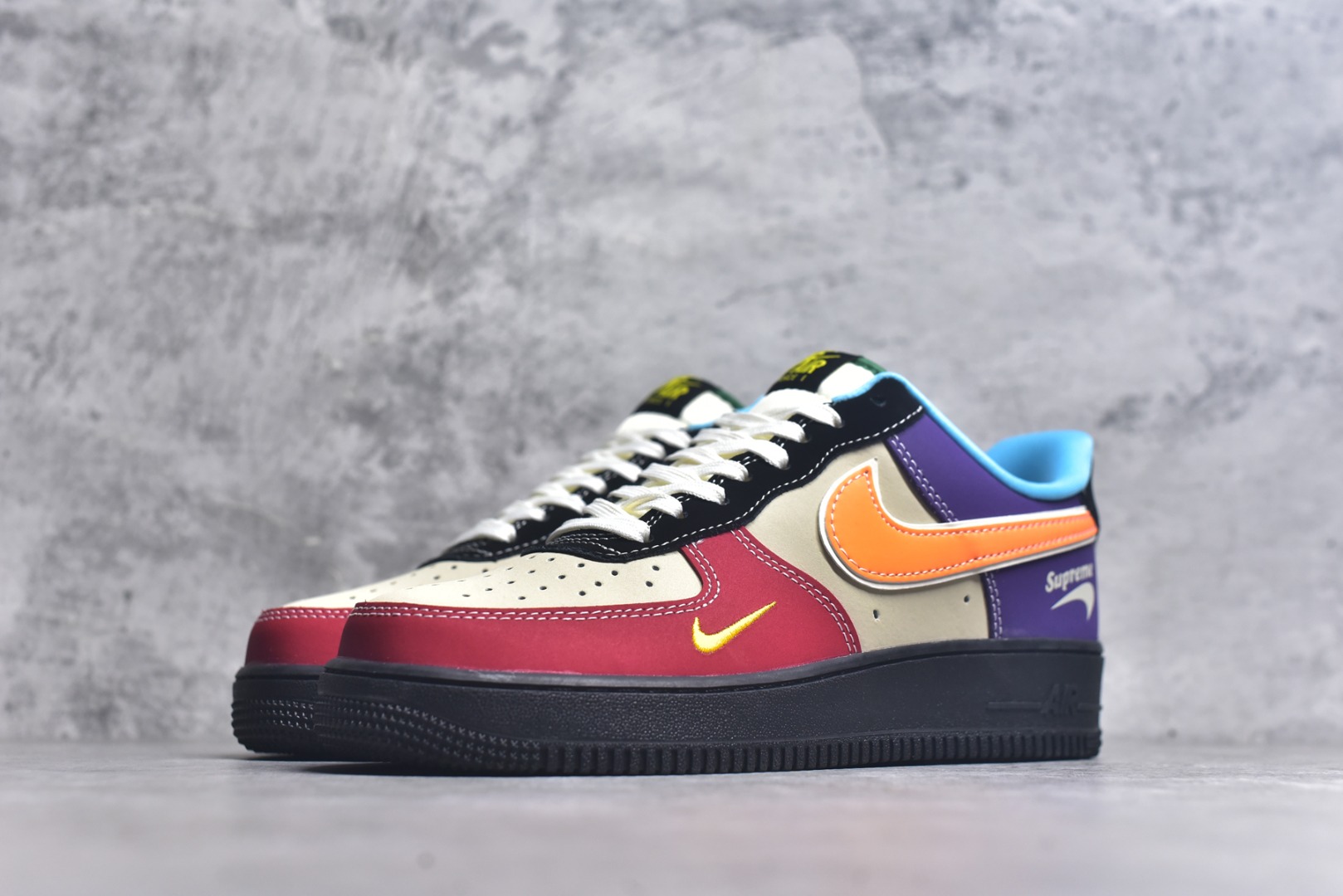 图片[2]-#Nike Air Force 1\’07 Low Supreme联名 红黄紫 空军一号低帮休闲板鞋 KB1688-004 #原楦头原纸板 原装鞋盒 定制五金配件 内置全掌气垫 原厂鞋底 尺码：36 36.5 37.5 38 38.5 39 40 40.5 41 42 42.5 43 44 44.5 45 9.D4-选品中心