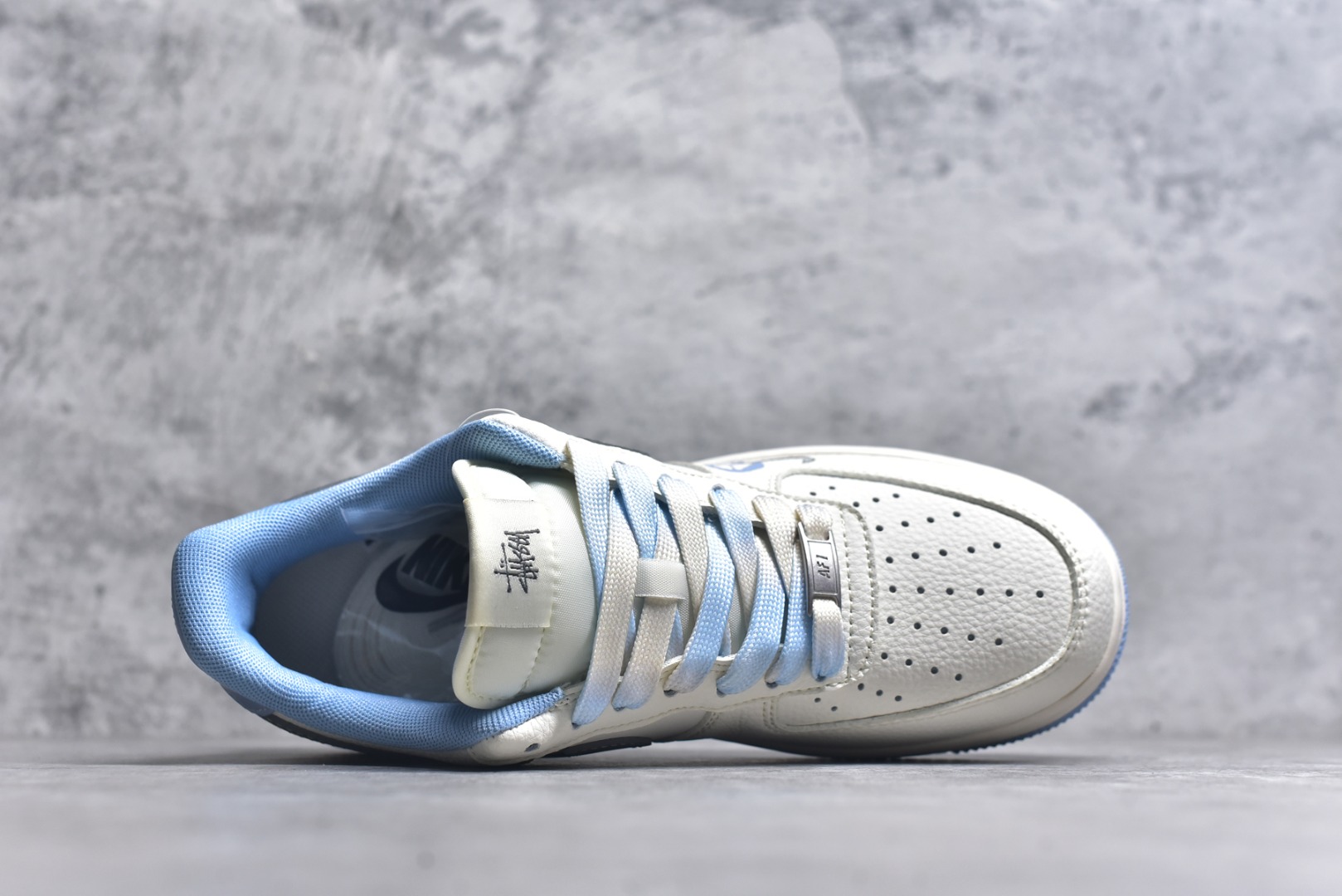 图片[4]-#Nike Air Force 1\’07 Low 斯图西联名 骷髅米灰蓝 空军一号低帮休闲板鞋 QW5606-269 #原楦头原纸板 原装鞋盒 定制五金配件 内置全掌气垫 原厂鞋底 尺码：36 36.5 37.5 38 38.5 39 40 40.5 41 42 42.5 43 44 44.5 45 9.D4-选品中心