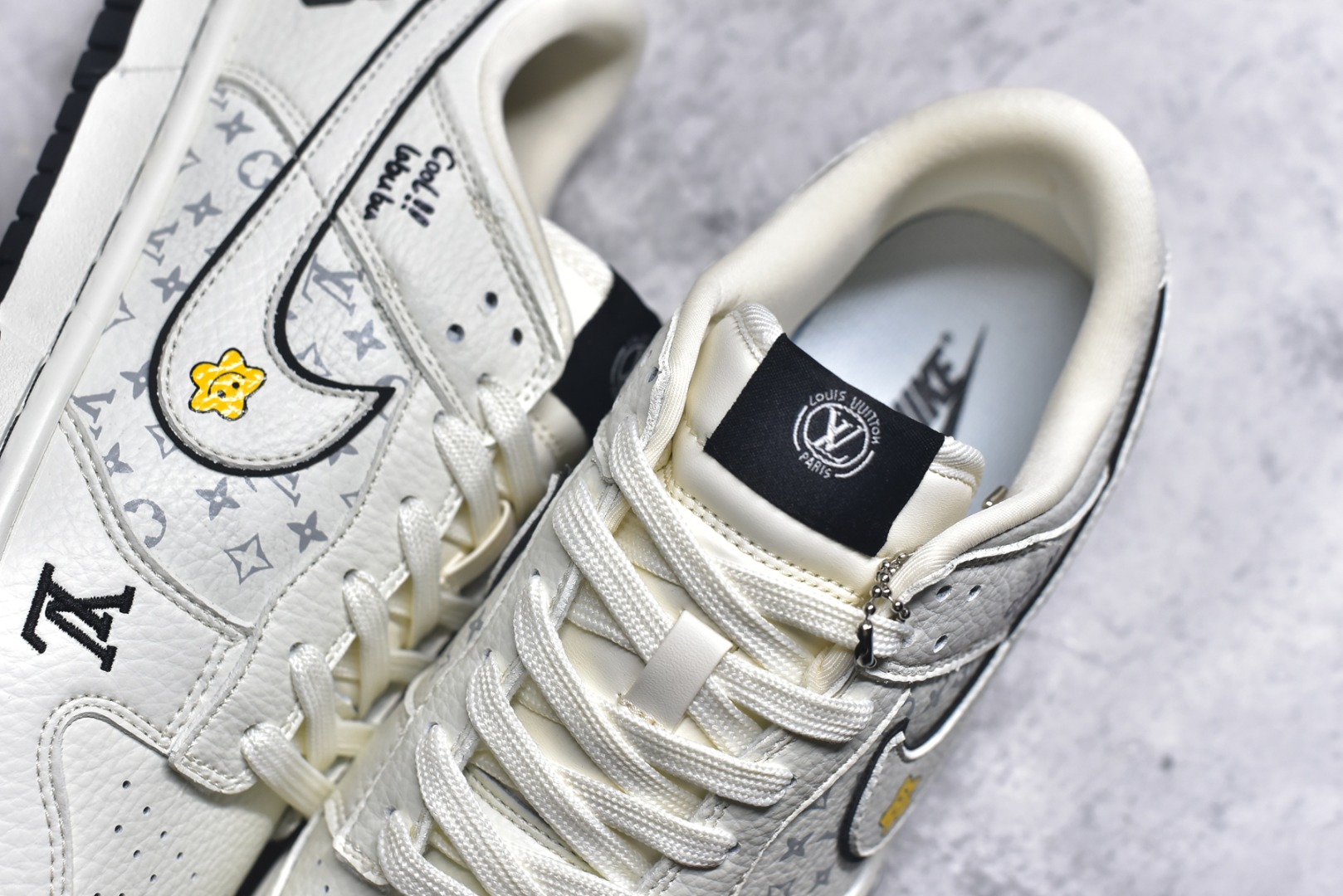 图片[9]-#Nike SB Dunk Low LV拉布布 三方联名 白碳黑 高端定制 低帮休闲板鞋 SC0601-455 #定制鞋盒 大厂纯原品质出货 夜光效果 超高清洁度 皮料切割干净无任何毛边 细节完美 尺码：36 36.5 37.5 38 38.5 39 40 40.5 41 42 42.5 43 44 44.5 45 9.E5-选品中心