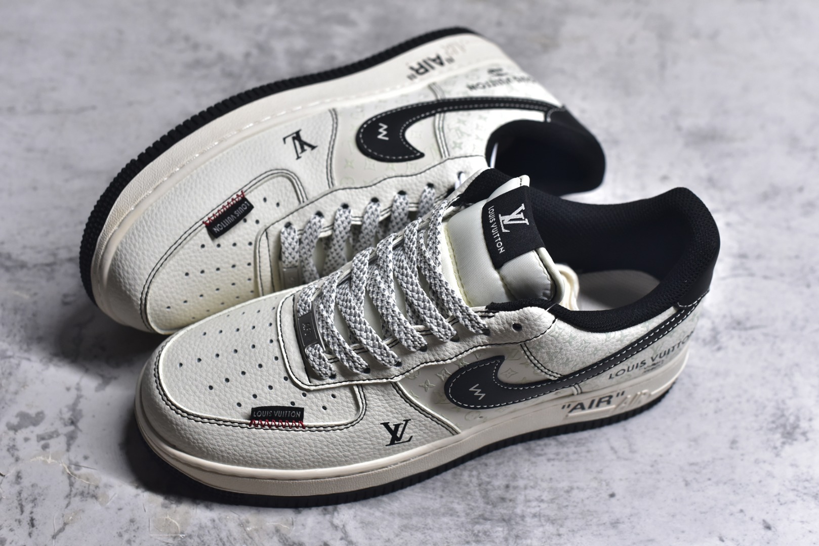 图片[7]-#NIke Air Force 1 ‘07 Low “LV联名——黑勾小织标”空军一号 低帮 运动休闲鞋 折边针车 工艺难度大 原楦头原纸板 原装鞋盒 定制五金配件 内置全掌气垫 原厂鞋底 货号：CX5050-Y09 尺码：36 36.5 37.5 38 38.5 39 40 40.5 41 42 42.5 43 44 44.5 45-选品中心