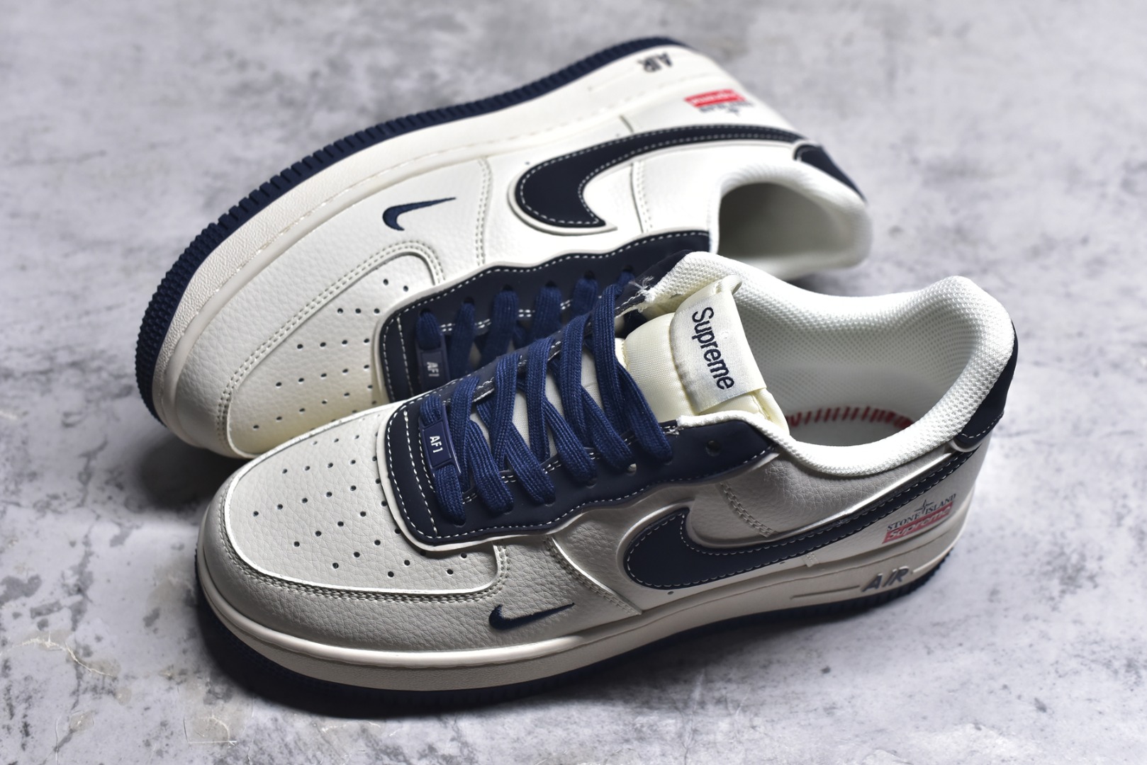 图片[7]-#Nk Air Force 1\’07 Low 石头岛Supreme联名-藏蓝米白 空军一号低帮休闲板鞋 BB1616-302 #原楦头原纸板 原装鞋盒 定制五金配件 内置全掌气垫 原厂鞋底 尺码：36 36.5 37.5 38 38.5 39 40 40.5 41 42 42.5 43 44 44.5 45 9.D4-选品中心