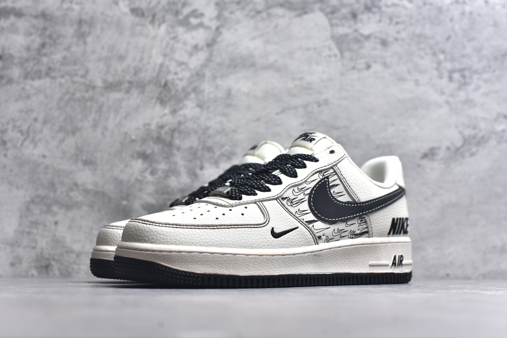 图片[2]-#Nike Air Force 1\’07 Low 耐克联名 米黑多重勾 空军一号定制低帮休闲板鞋 HH7518-068 #原楦头原纸板 原装鞋盒 定制五金配件 内置全掌气垫 原厂鞋底 尺码：36 36.5 37.5 38 38.5 39 40 40.5 41 42 42.5 43 44 44.5 45 9.D4-选品中心