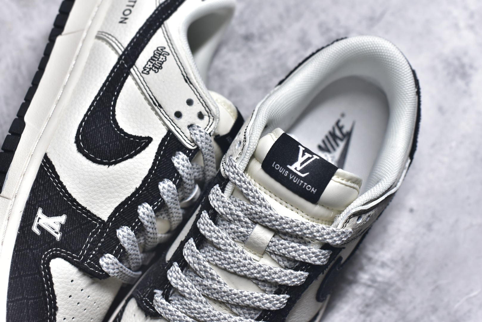 图片[9]-#Nike SB Dunk Low LV系列 牛仔布黑勾 周年高端定制 低帮休闲板鞋 FC1688-223 #定制鞋盒 大厂纯原品质出货 超高清洁度 皮料切割干净无任何毛边 细节完美 尺码：36 36.5 37.5 38 38.5 39 40 40.5 41 42 42.5 43 44 44.5 45 9.E5-选品中心