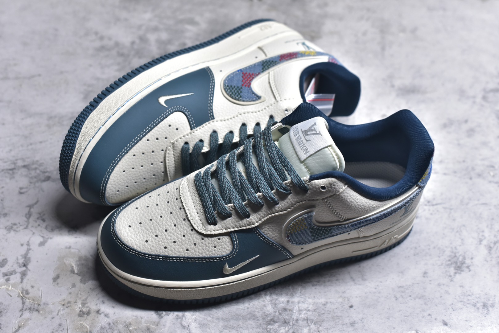 图片[7]-#Nike Air Force 1\’07 Low LV联名 拼接彩勾 空军一号低帮休闲板鞋 DD1982-301 #原楦头原纸板 原装鞋盒 定制五金配件 内置全掌气垫 原厂鞋底 尺码：36 36.5 37.5 38 38.5 39 40 40.5 41 42 42.5 43 44 44.5 45 9.D4-选品中心