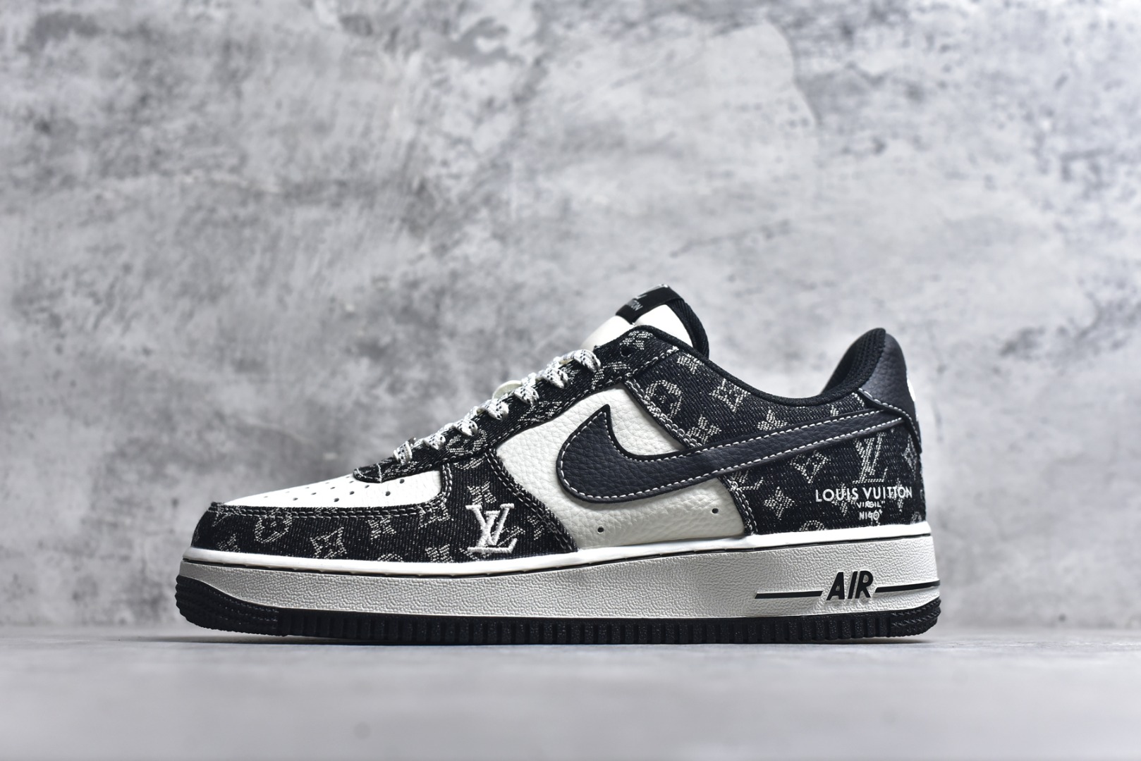 #海外限量发售！公司级NIke Air Force 1 \'07 Low “LV联名--白黑牛仔” 空军一号低帮 运动鞋 休闲鞋 折边针车 工艺难度大 原楦头原纸板 高端定制鞋盒 原厂鞋底 超高清洁度 细节完美 货号：NH0601-579 尺码：36 36.5 37.5 38 38.5 39 40 40.5 41 42 42.5 43 44 44.5 45-选品中心