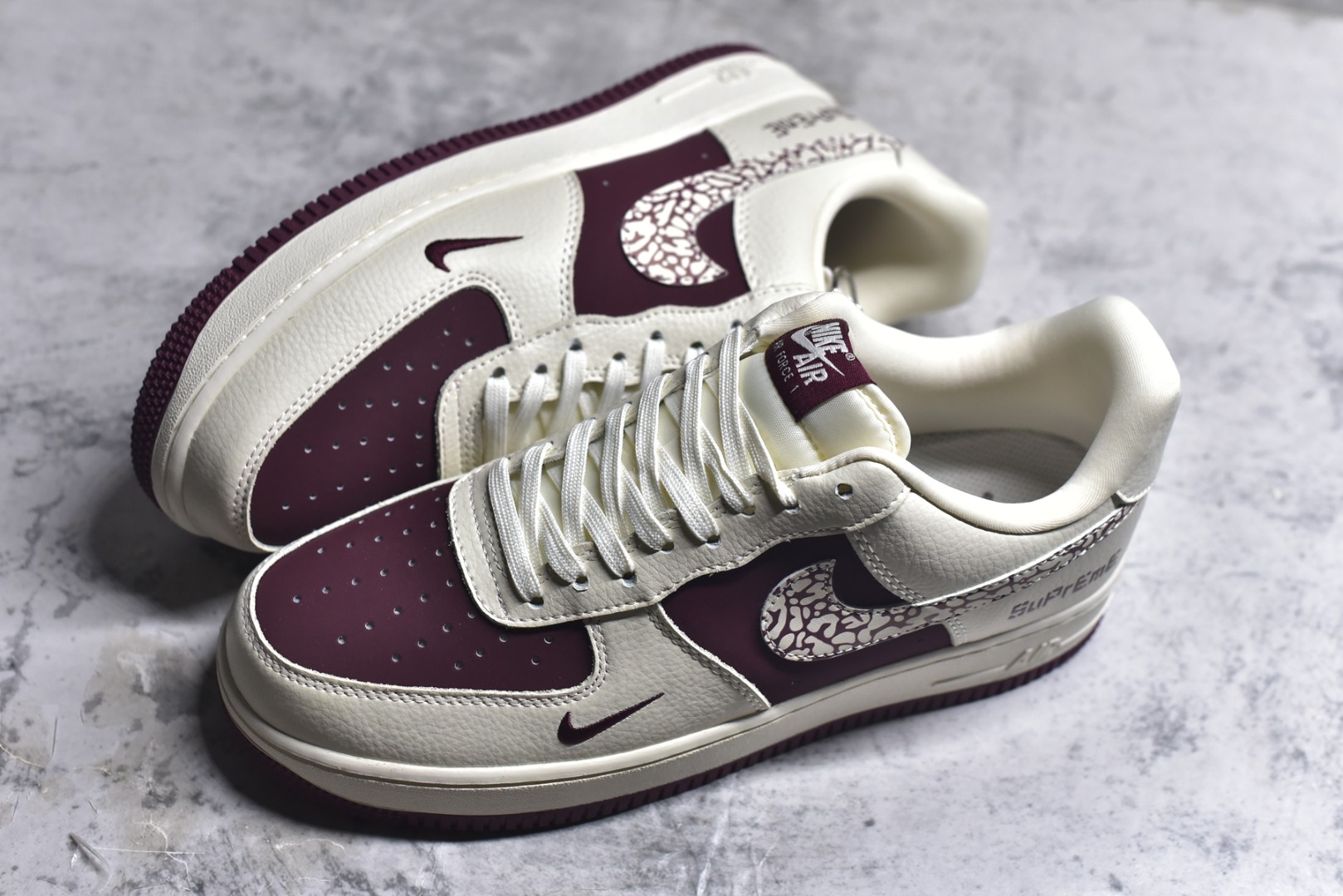 图片[7]-#NIke Air Force 1 \’07 Low “Supreme联名——米酒红”空军一号 低帮 运动鞋 休闲鞋 折边针车 工艺难度大 原楦头原纸板 原装鞋盒 定制五金配件 内置全掌气垫 原厂鞋底 货号：KK1988-070 尺码：36 36.5 37.5 38 38.5 39 40 40.5 41 42 42.5 43 44 44.5 45-选品中心