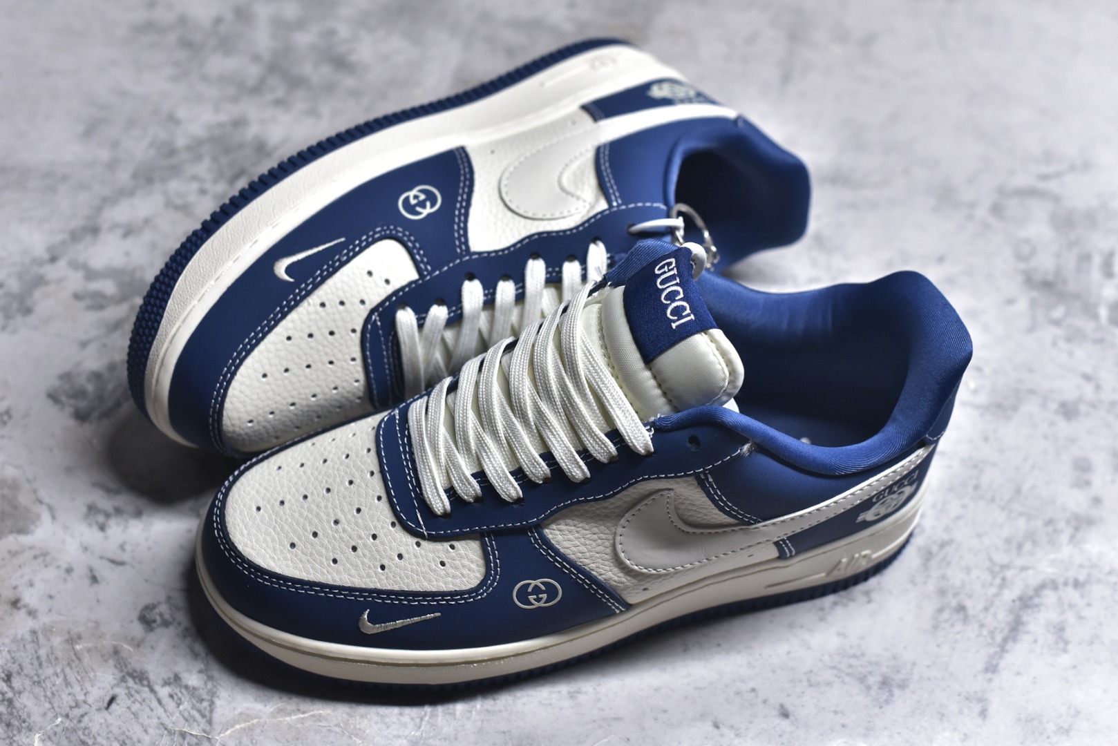图片[7]-#NIke Air Force 1 \’07 Low “古驰联名——海涛蓝”空军一号 低帮 运动鞋 休闲鞋 折边针车 工艺难度大 原楦头原纸板 原装鞋盒 定制五金配件 内置全掌气垫 原厂鞋底 货号：KK1988-085 尺码：36 36.5 37.5 38 38.5 39 40 40.5 41 42 42.5 43 44 44.5 45-选品中心
