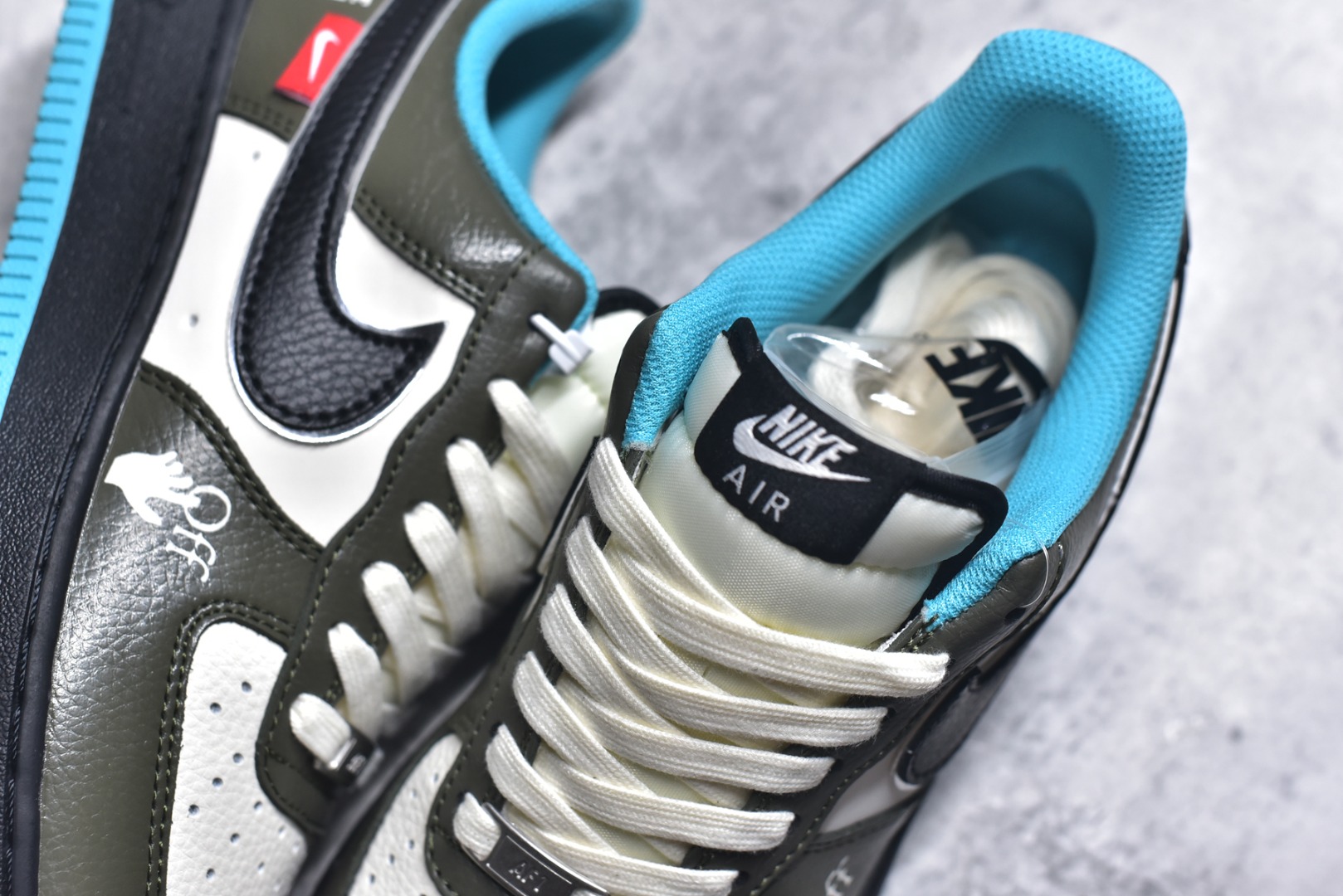 图片[9]-#海外限量发售！公司级Nike Air Force 1 \’07 Low “OFF-WHITE联名——双拼黑绿蓝”空军一号 低帮 运动鞋 休闲鞋 折边针车 工艺难度大 原楦头原纸板 原装鞋盒 定制五金配件 内置全掌气垫 原厂鞋底 货号：QW5836-022 尺码：36 36.5 37.5 38 38.5 39 40 40.5 41 42 42.5 43 44 44.5 45-选品中心