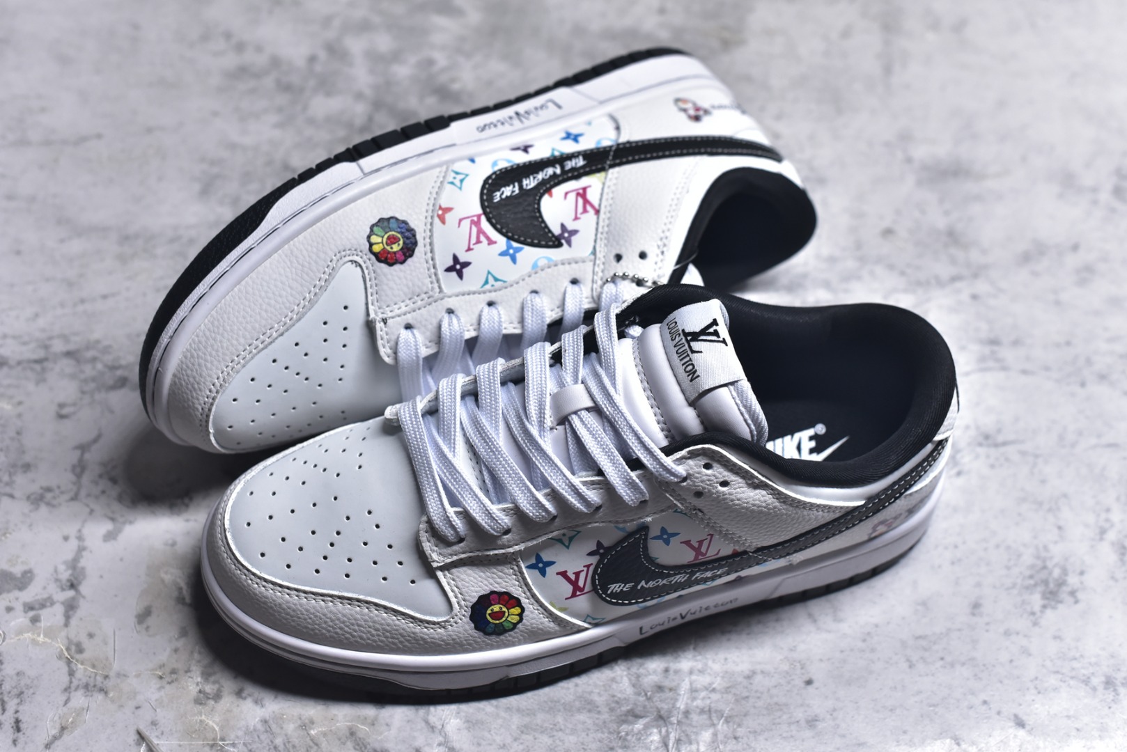 图片[7]-#Nike SB Dunk Low“LV联名——白黑” 高端定制 低帮休闲板鞋 定制鞋盒 Ortholite鞋垫透气防臭 大厂纯原品质出货 超高清洁度 皮料切割干净无任何毛边 细节完美 货号：YF9511-908 尺码：36 36.5 37.5 38 38.5 39 40 40.5 41 42 42.5 43 44 44.5 45-选品中心