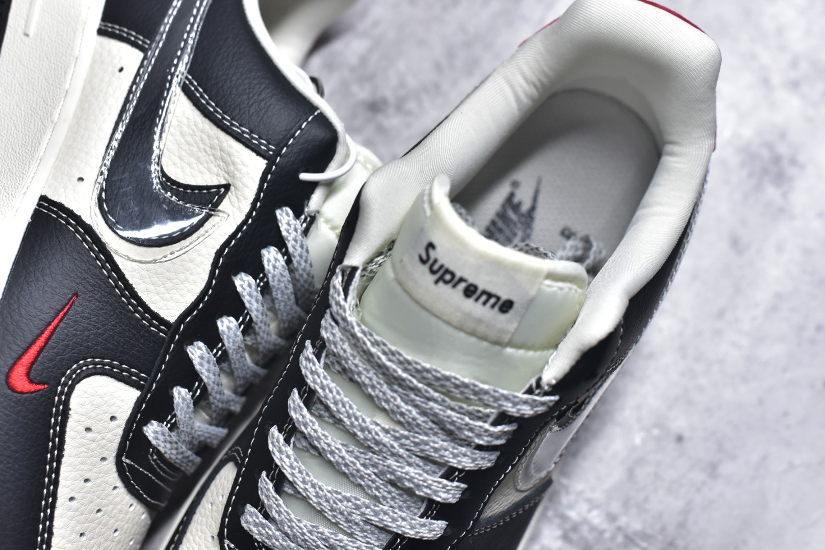 图片[9]-#海外限量发售！公司级NIke Air Force 1 \’07 Low “Supreme联名-米黑红TPU”空军一号 低帮 运动鞋 休闲鞋 折边针车 工艺难度大 原楦头原纸板 原装鞋盒 定制五金配件 内置全掌气垫 原厂鞋底 货号：DF0188-106 尺码：36 36.5 37.5 38 38.5 39 40 40.5 41 42 42.5 43 44 44.5 45-选品中心