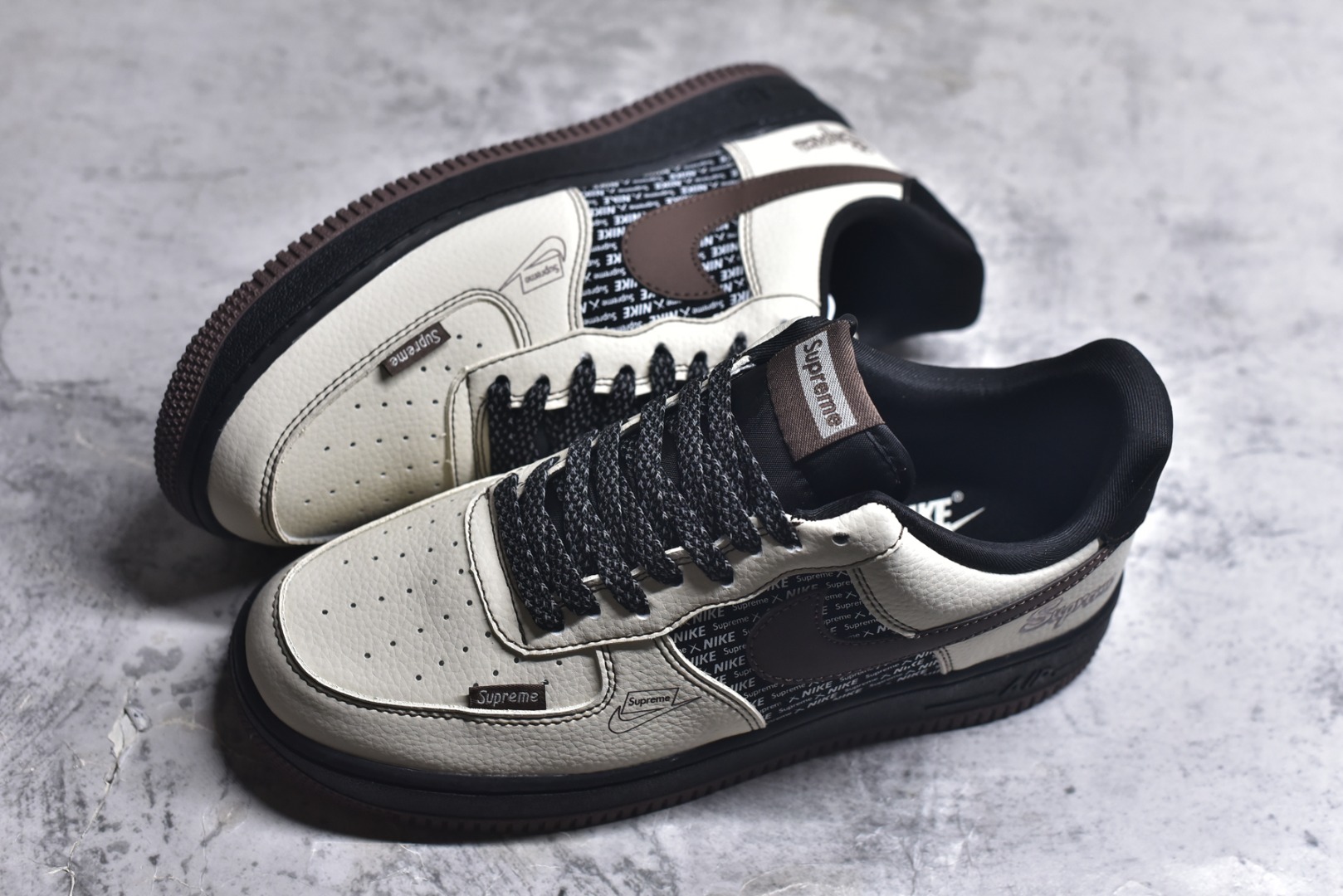 图片[7]-#海外爆款限量发售！高端定制Nike Air Force 1 \’07 Low “Superme联名—— 米白黑棕” 高端定制 低帮休闲板鞋 定制鞋盒 大厂纯原品质出货 超高清洁度 皮料切割干净无任何毛边 细节完美 货号：KD1688-004 尺码：36 36.5 37.5 38 38.5 39 40 40.5 41 42 42.5 43 44 44.5 45-选品中心