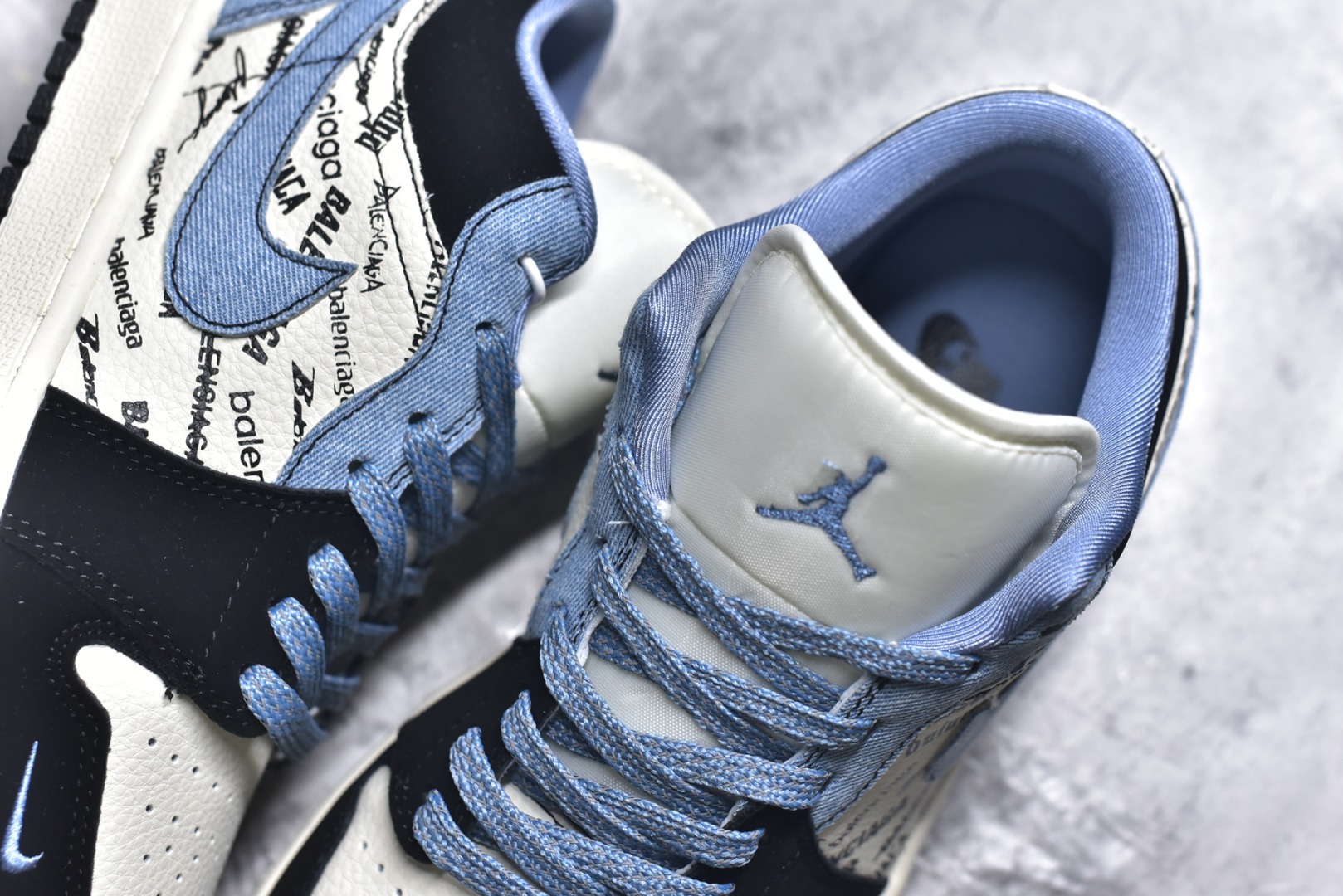 图片[9]-#海外爆款限量发售！高端定制Air Jordan 1 Low AJ1 乔1 “巴黎世家联名—水洗牛仔蓝”高端定制 低帮复古篮球鞋 #定制鞋盒 大厂纯原品质出货 超高清洁度 皮料切割干净无任何毛边 细节完美 货号：LD8888-010 尺码：36 36.5 37.5 38 38.5 39 40 40.5 41 42 42.5 43 44 44.5 45-选品中心