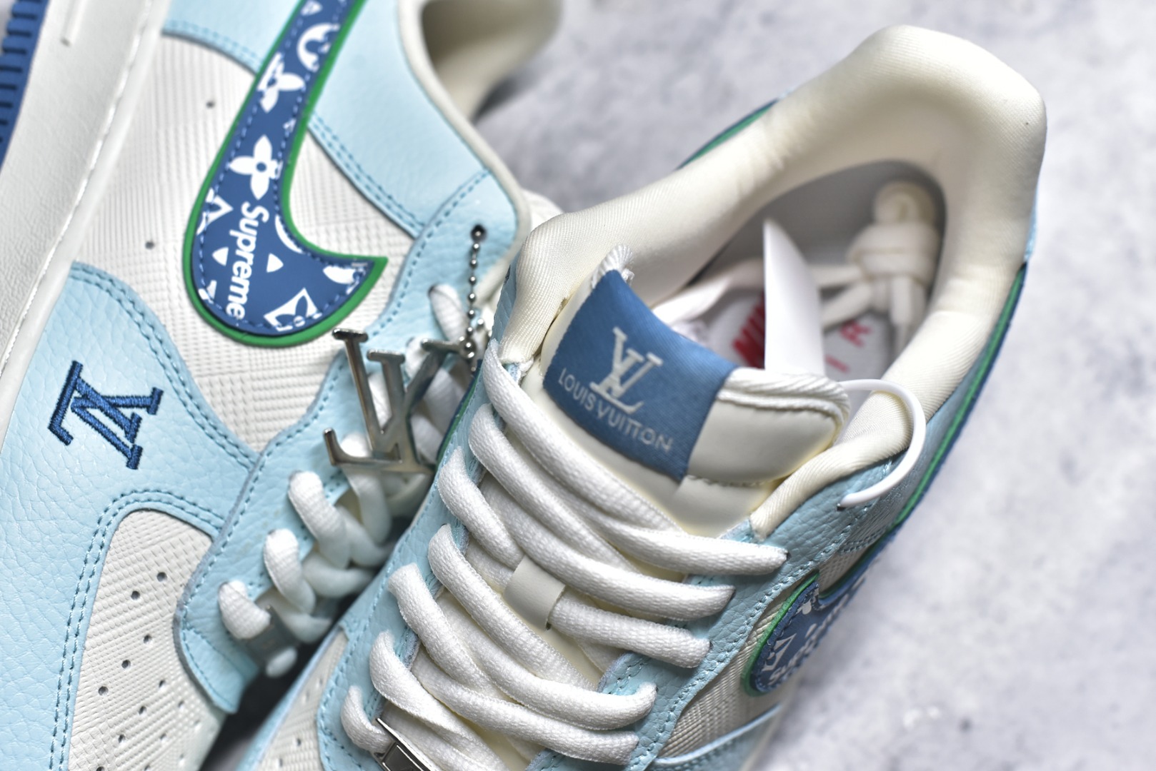 图片[9]-#Nike Air Force 1 Low 07 x Louis Vuitton x Supreme LVSUP联名-白蓝 原楦头原纸板 打造纯正低帮空军版型专注外贸渠道 全掌内置蜂窝气垫 原盒配件 原厂中底钢印、拉帮完美 货号：YF9511 809 尺码：36 36.5 37.5 38 38.5 39 40 40.5 41 42 42.5 43 44 44.5 45-选品中心