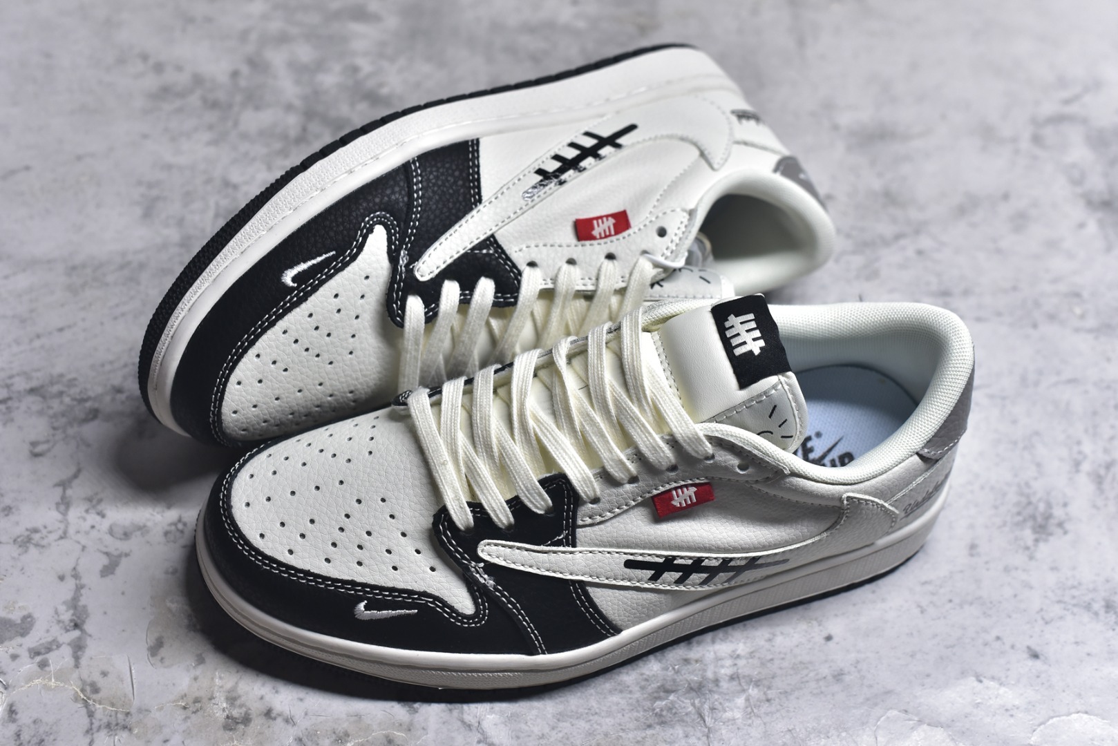 图片[7]-#海外爆款限量发售！Nike Jordan Air Jordan倒勾 “ UN联名——米黑灰拼接” 高端定制 低帮 复古 减震 防滑 耐磨 篮球鞋 定制鞋盒 大厂纯原品质出货 超高清洁度 皮料切割干净无任何毛边 细节完美 货号：JW1188-169 尺码：36 36.5 37.5 38 38.5 39 40 40.5 41 42 42.5 43 44 44.5 45-选品中心