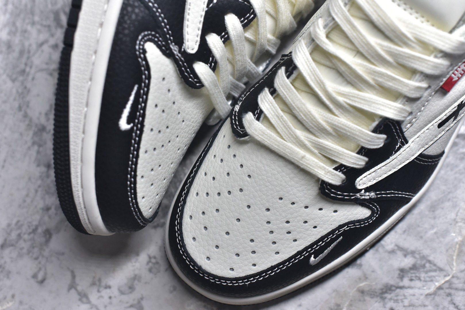 图片[8]-#海外爆款限量发售！Nike Jordan Air Jordan倒勾 “ UN联名——米黑灰拼接” 高端定制 低帮 复古 减震 防滑 耐磨 篮球鞋 定制鞋盒 大厂纯原品质出货 超高清洁度 皮料切割干净无任何毛边 细节完美 货号：JW1188-169 尺码：36 36.5 37.5 38 38.5 39 40 40.5 41 42 42.5 43 44 44.5 45-选品中心