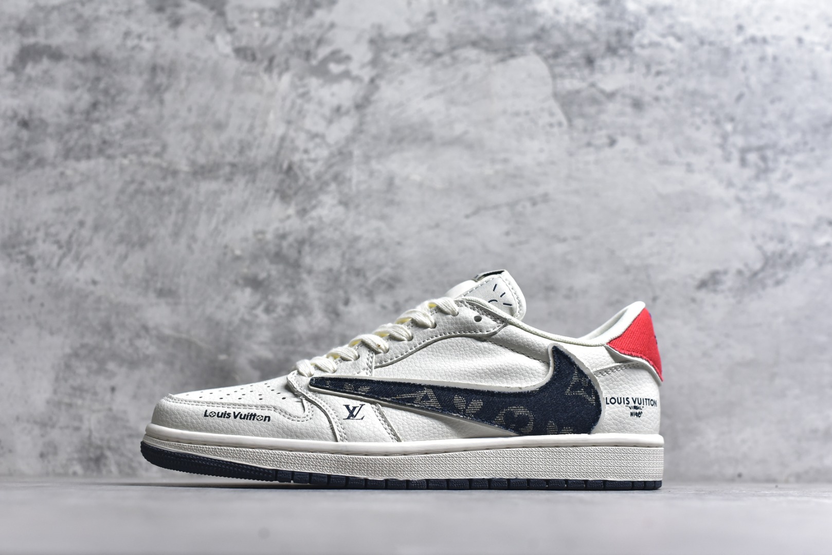 #海外爆款限量发售！Nike Jordan Air Jordan倒勾 “ LV联名——蓝红牛仔勾” 高端定制 低帮 复古 减震 防滑 耐磨 篮球鞋 定制鞋盒 大厂纯原品质出货 超高清洁度 皮料切割干净无任何毛边 细节完美 货号：JW1188-168 尺码：36 36.5 37.5 38 38.5 39 40 40.5 41 42 42.5 43 44 44.5 45-选品中心