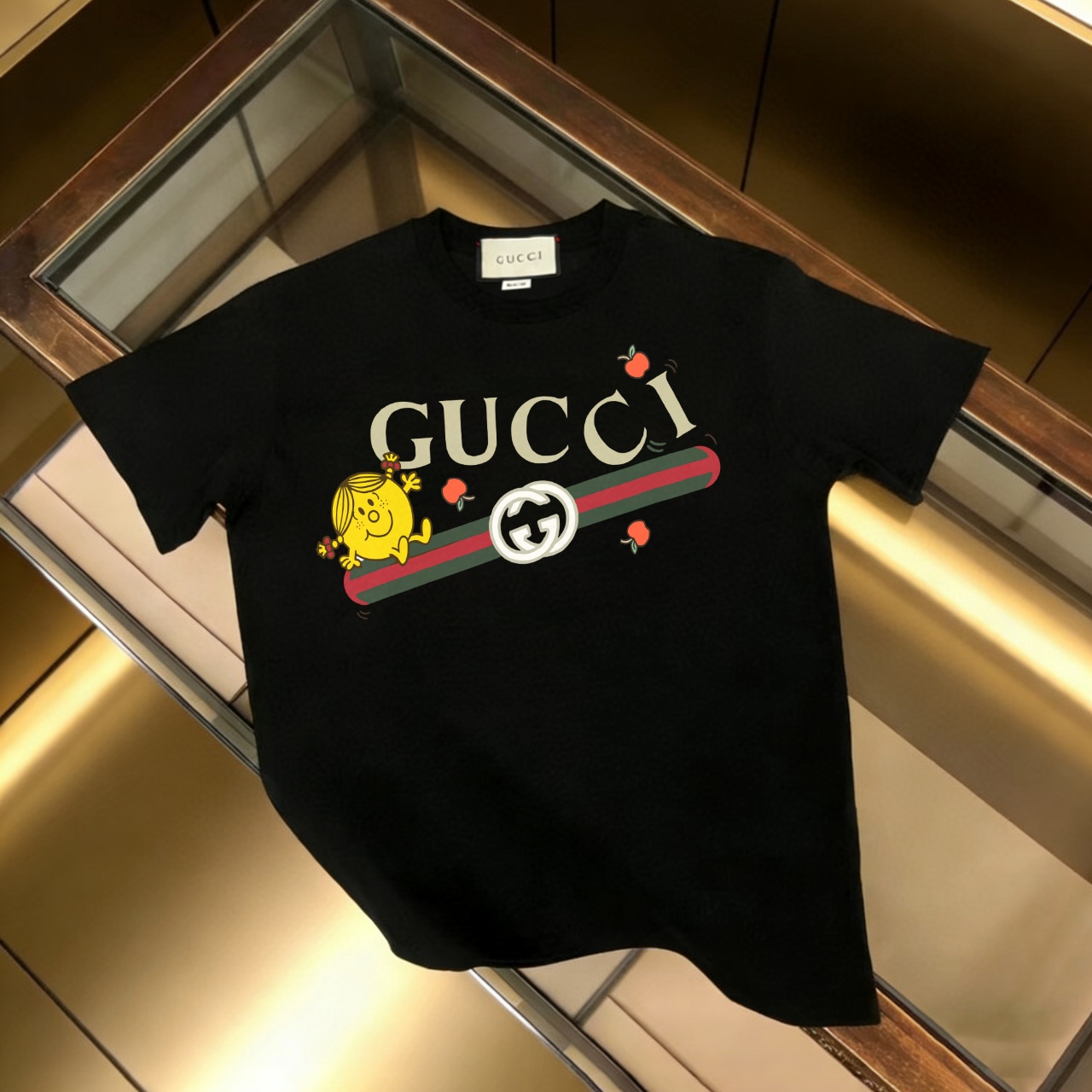 P90 Artículo permanente, promoción segura GUCCI Gucci nuevo, tela mejorada, camiseta de algodón puro de 300g con estamp…