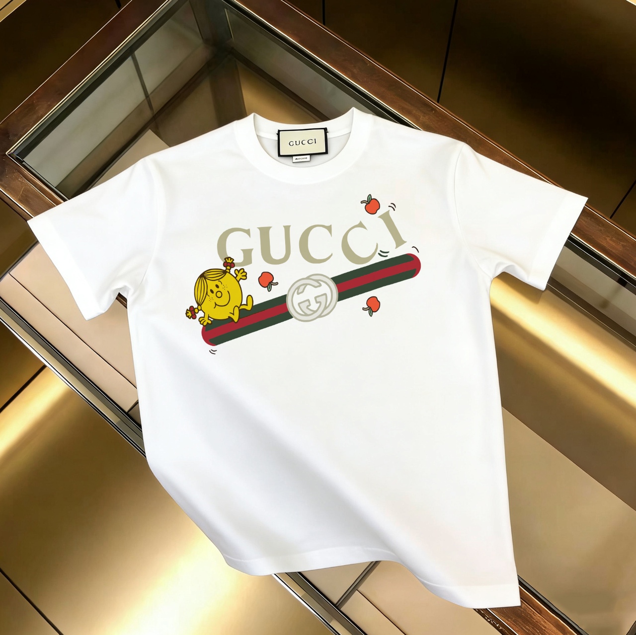 P90 Artículo permanente, promoción segura GUCCI Gucci nuevo, tela mejorada, camiseta de algodón puro de 300g con estamp…