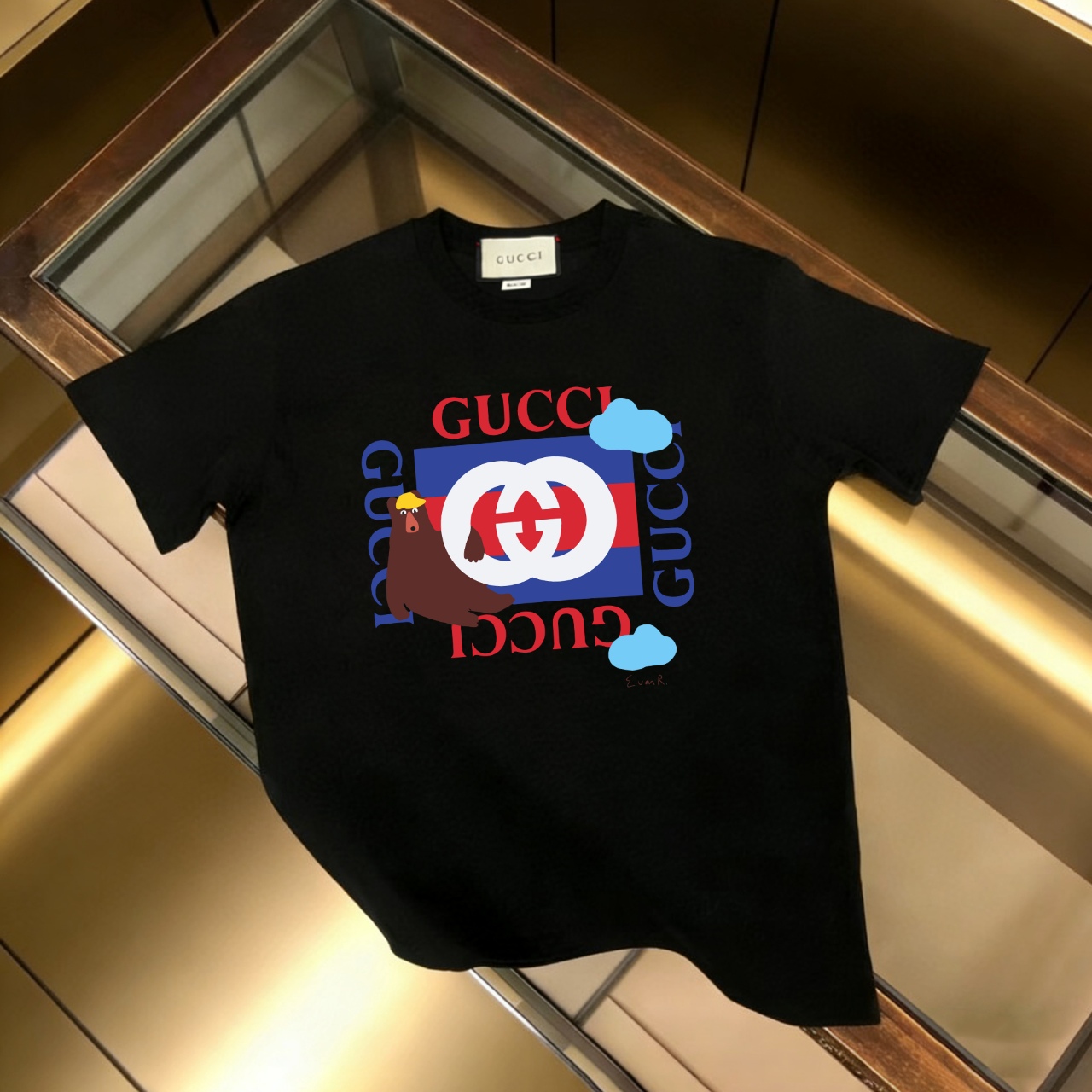 P90 no descontinuado, empuje con confianza GUCCI nuevo modelo, tela mejorada, algodón puro 300g, camiseta de manga cort…