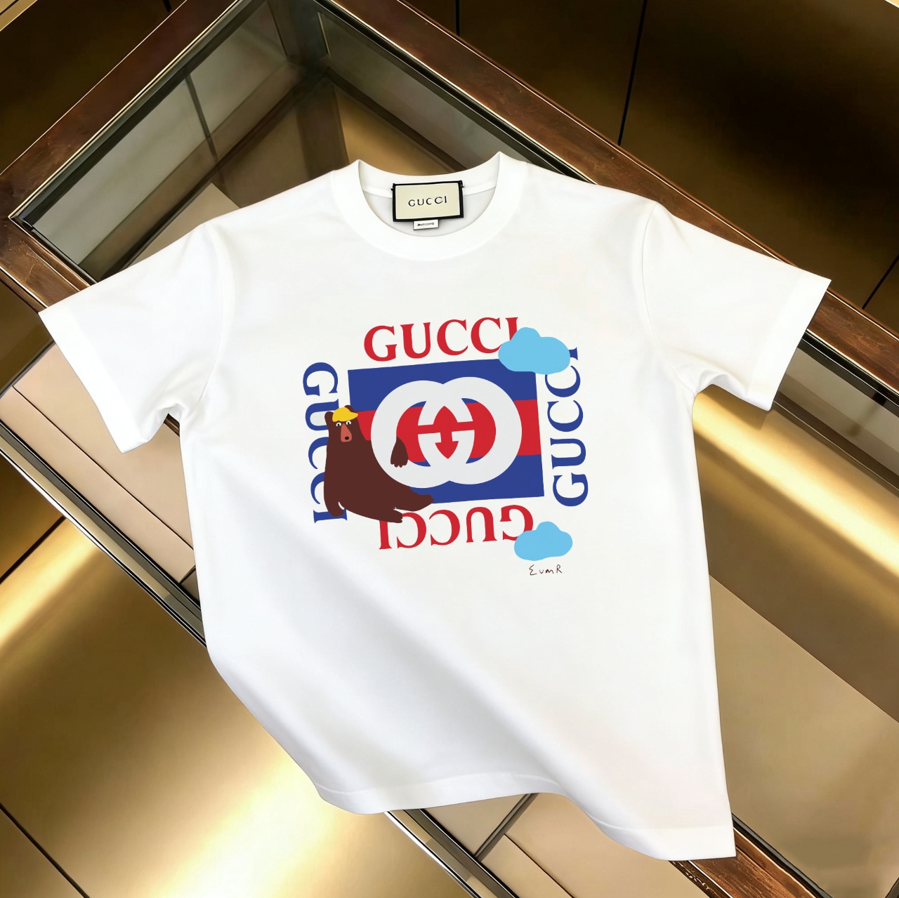 P90 no descontinuado, empuje con confianza GUCCI nuevo modelo, tela mejorada, algodón puro 300g, camiseta de manga cort…