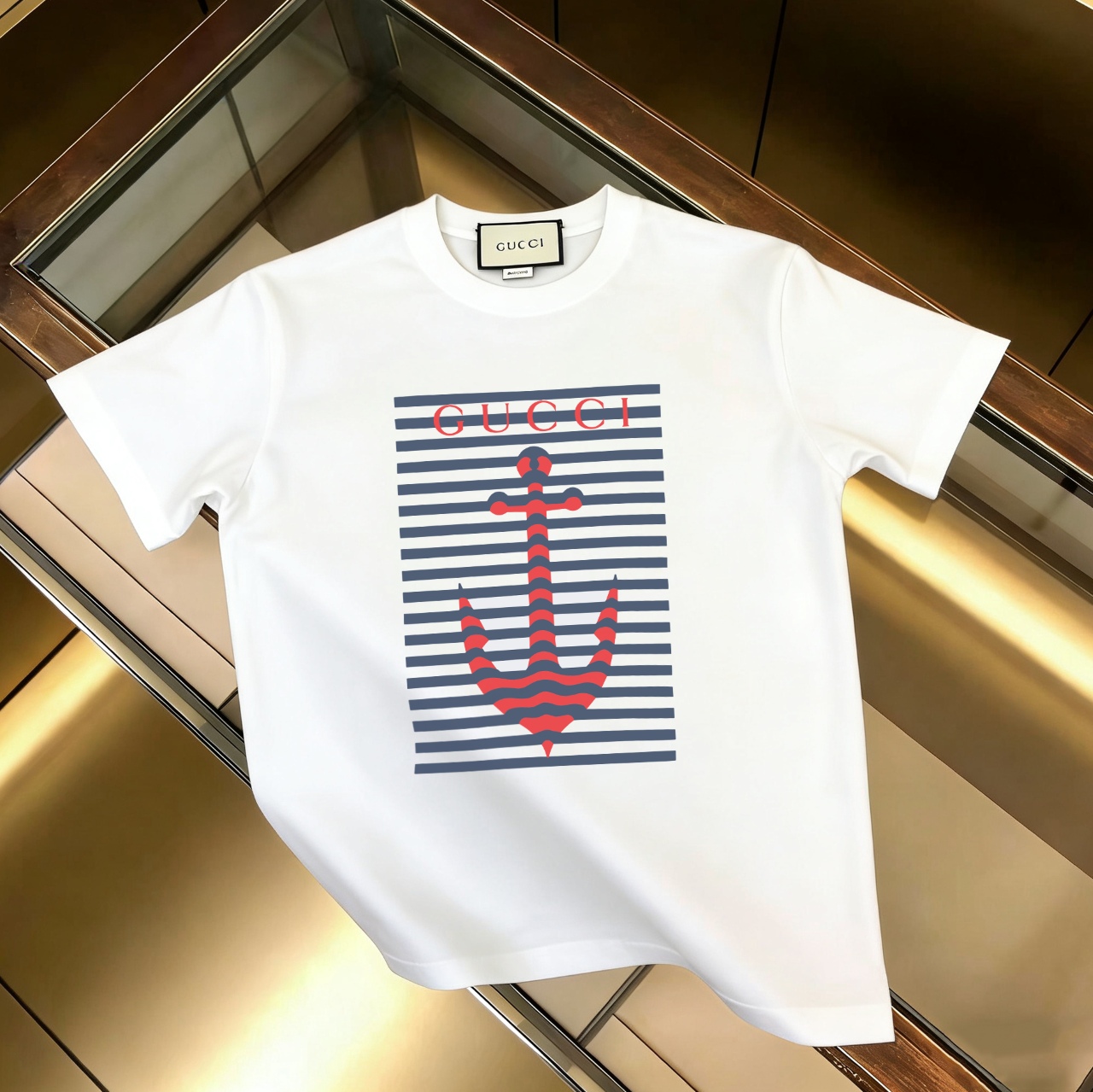 P90 no descontinuado, promoción segura GUCCI 古驰 nuevo modelo, tejido mejorado, algodón puro 300g, camiseta de manga cor…