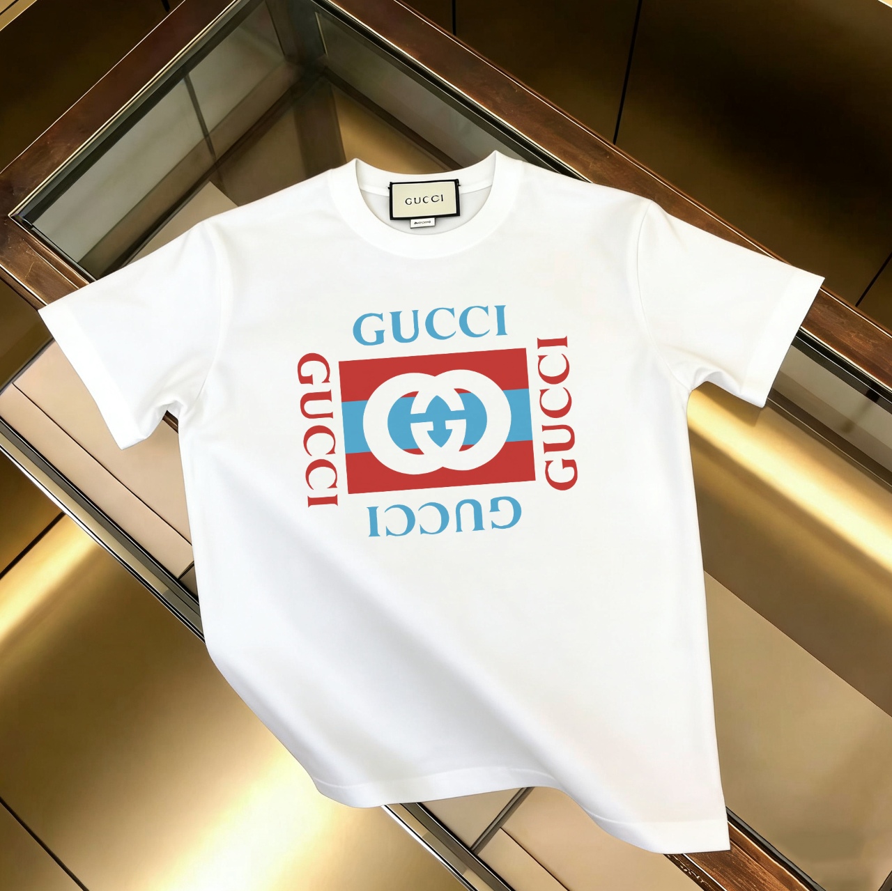 P90 no descontinuado, promoción segura GUCCI 古驰 nuevo modelo, tejido mejorado, algodón puro 300g, camiseta de manga cor…