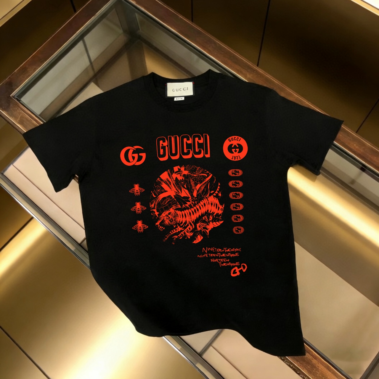 P90 no descontinuado, empuje con confianza GUCCI 古驰 nuevo modelo, tela mejorada, algodón puro 300g, camiseta de manga c…