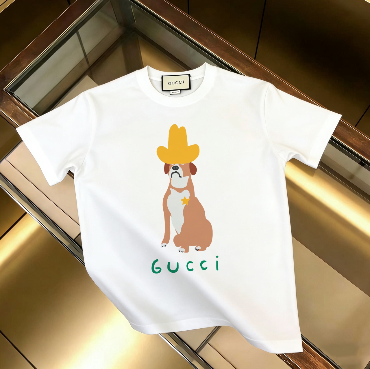 P90 no descontinuado, empuje con confianza GUCCI 古驰 nuevo modelo, tela mejorada, 300g algodón puro, camiseta de manga c…