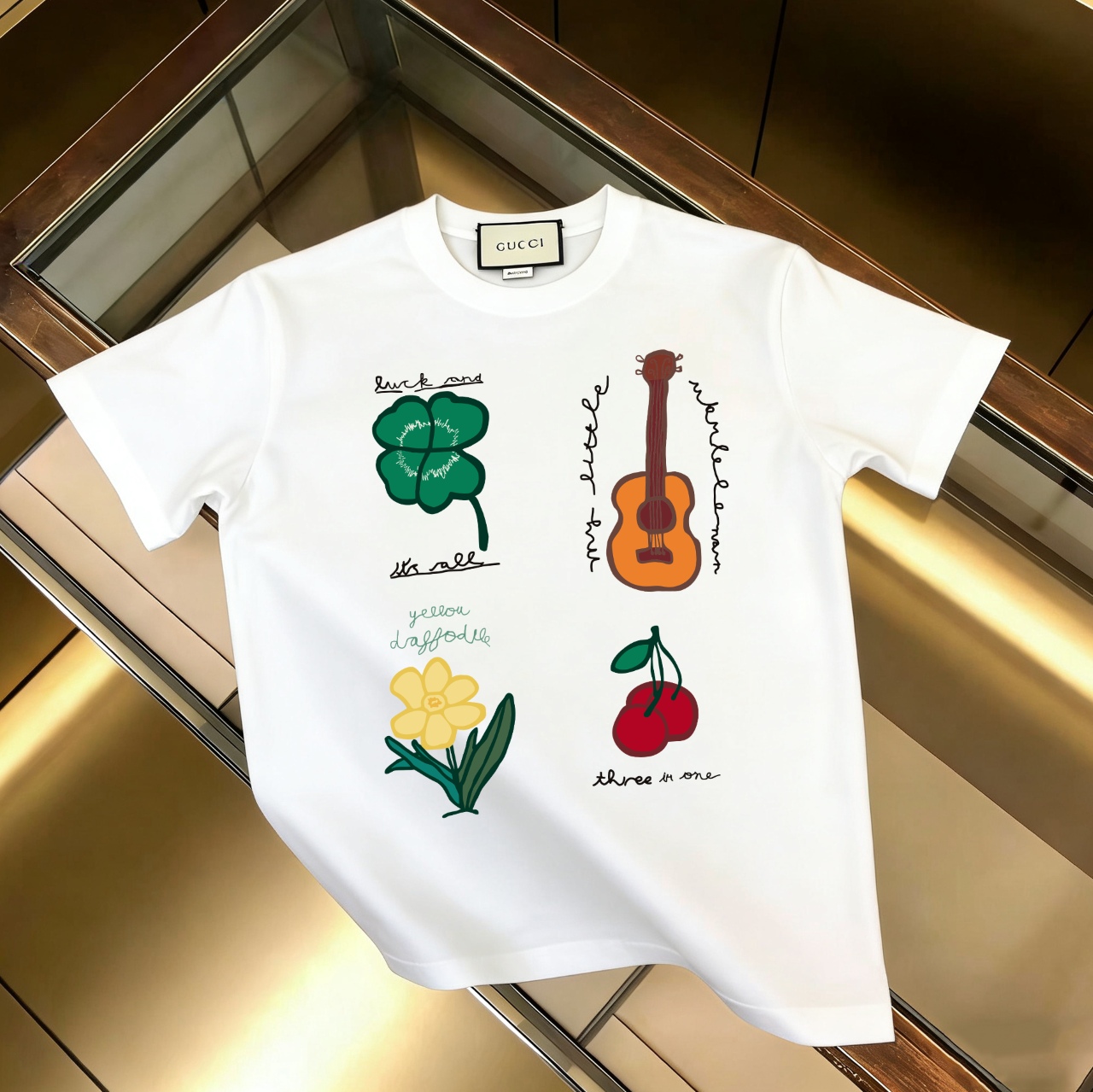 P90 no descontinuado, empuje con confianza GUCCI 古驰 nuevo modelo, tela mejorada, algodón puro 300g, camiseta de manga c…
