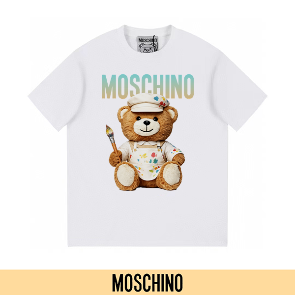 P90 不下架款放心推(主推-5) MOSCHINO 莫诗奇诺 新款印花短袖T恤300G纯棉T恤（面料新升级） 颜色：黑色 白色 尺码：XS~L - 副本 (5)